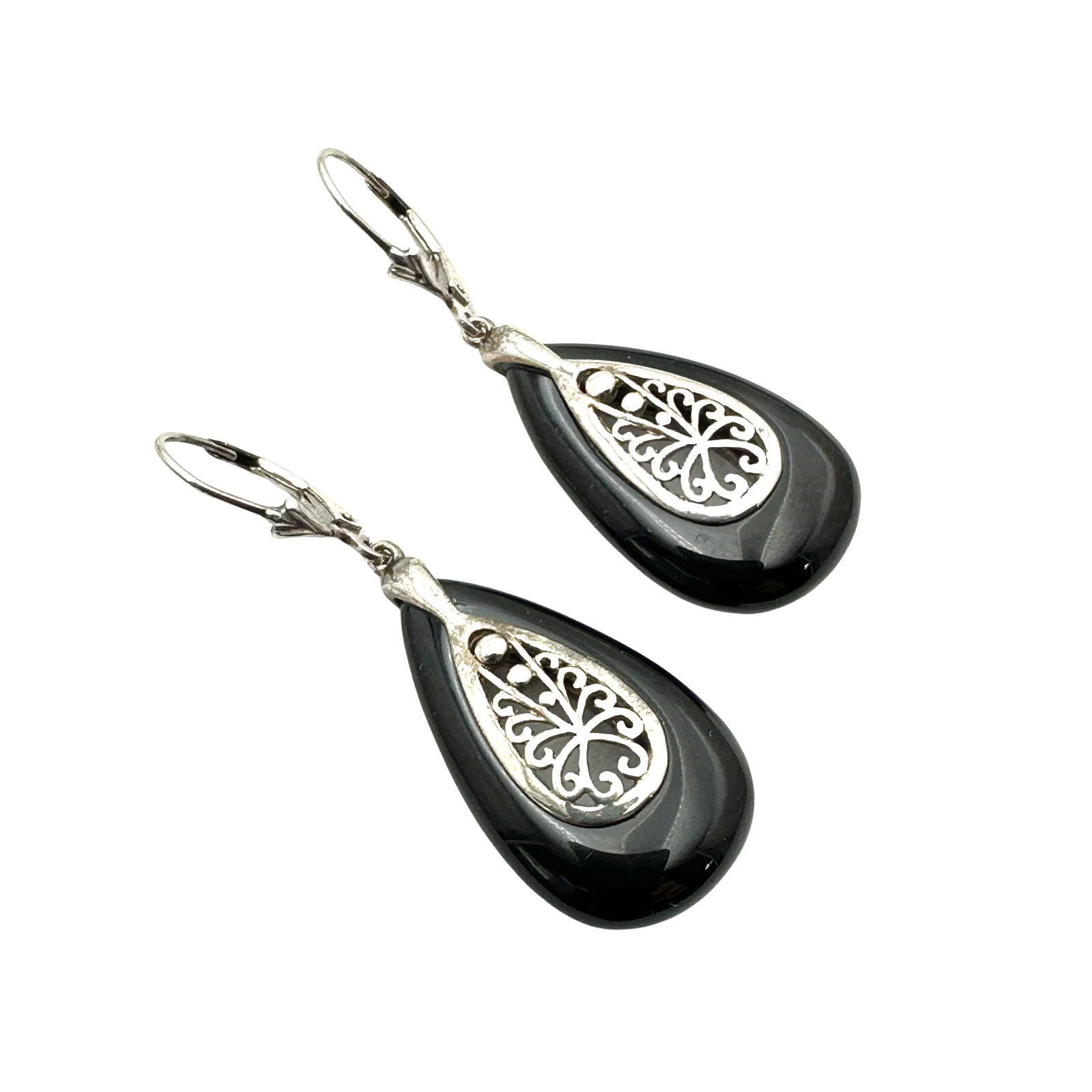 Whitney Kelly Black Onyx Sterling Silver Chandelier Pierced Earrings 2 Inch: Whitney Kelly Black Onyx Sterling Silver Chandelier Pierced Earrings 2 Inch