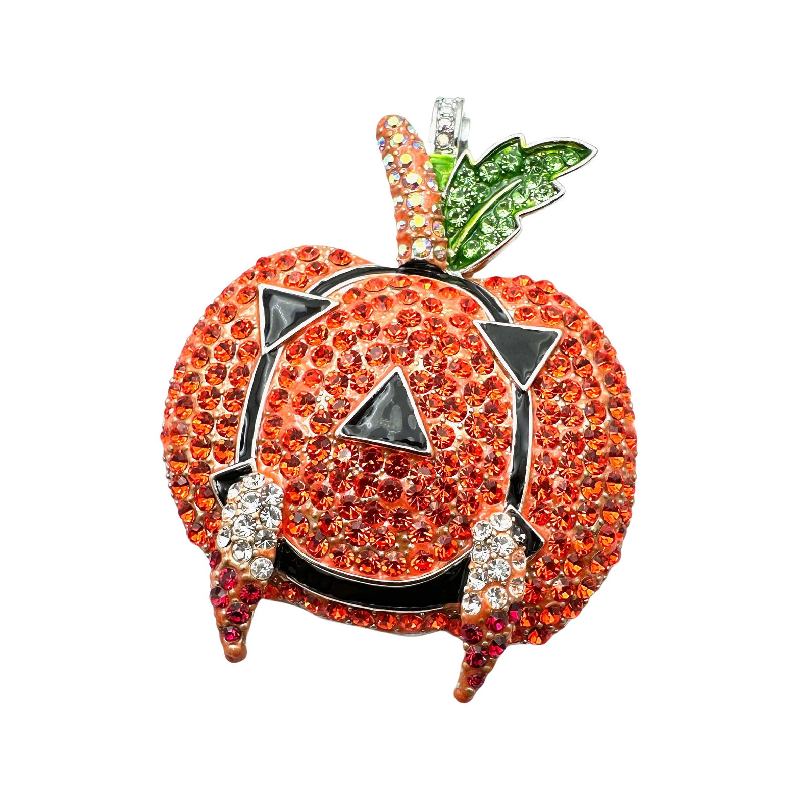 Kirks Folly Crystal Orange Pumpkin Jack O Lantern Magnetic Pendant for Necklace 3 Inch (1 of 2)