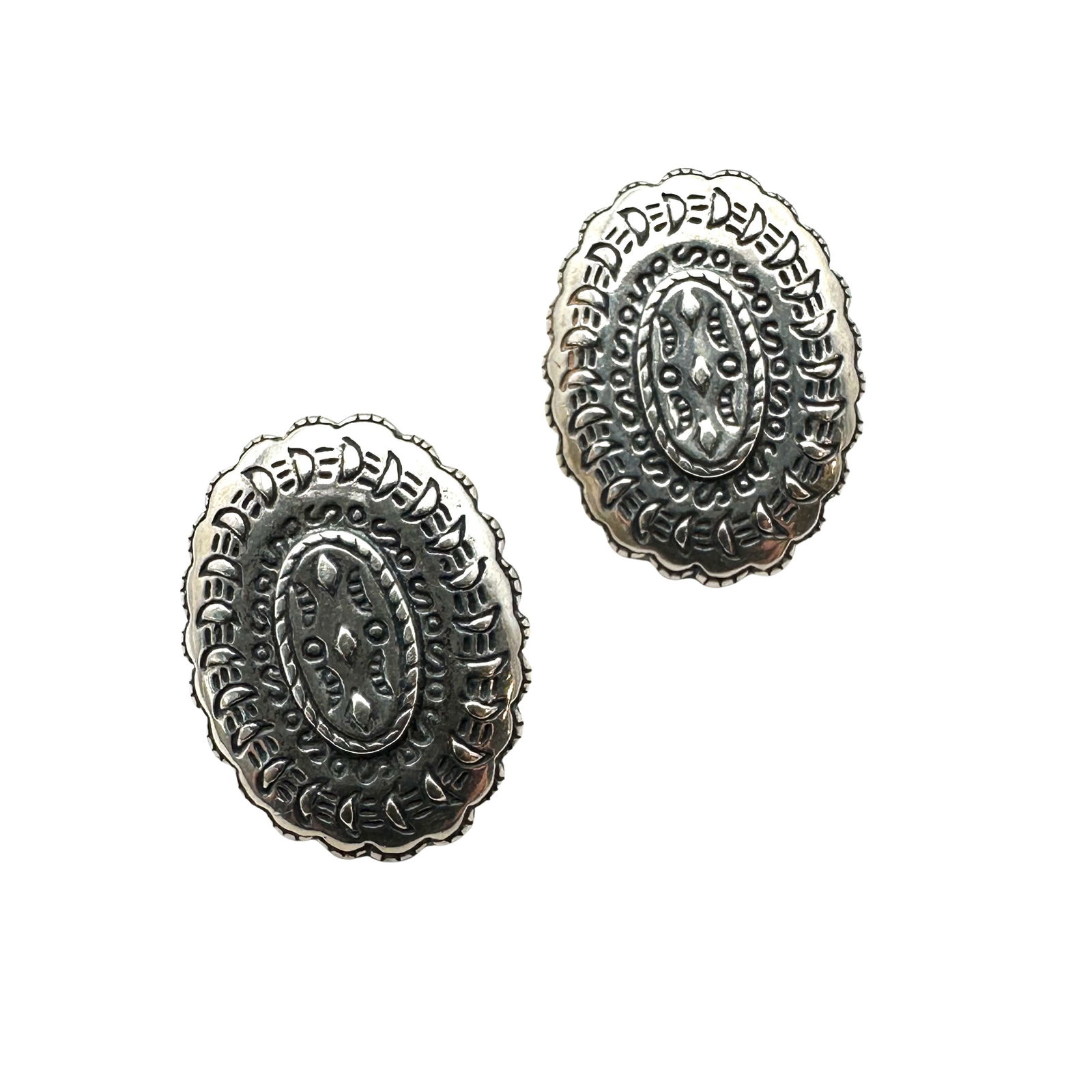American Southwest Carolyn Pollack Sterling Silver Concho Style Pierced Earrings 1 Inch (1 of 3)
