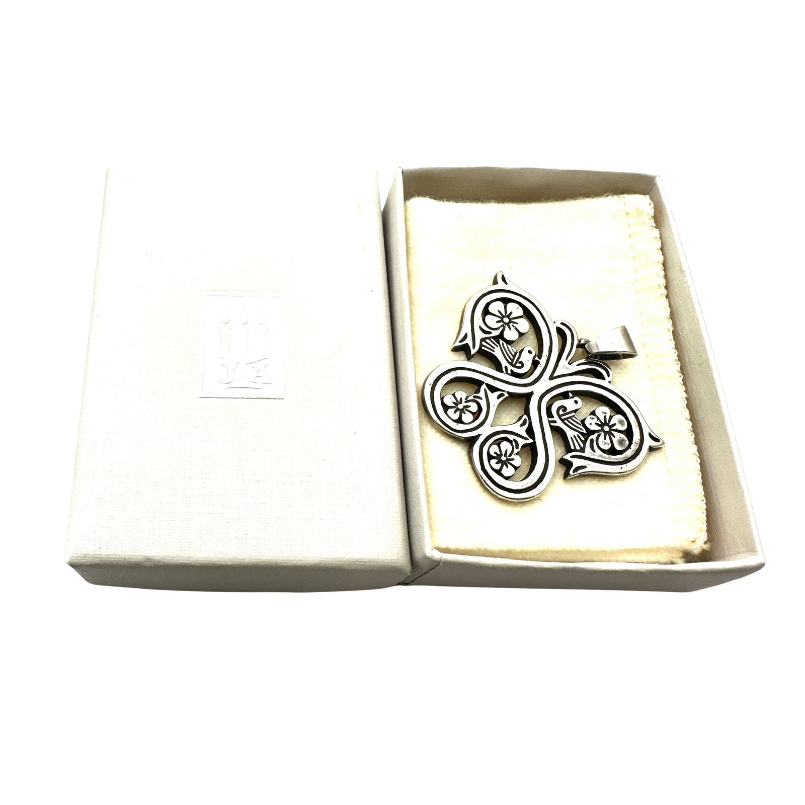 Vintage Retired James Avery Sterling Silver Butterfly Birds Pendant 1.5 Inch Includes Original Box (1 of 2)