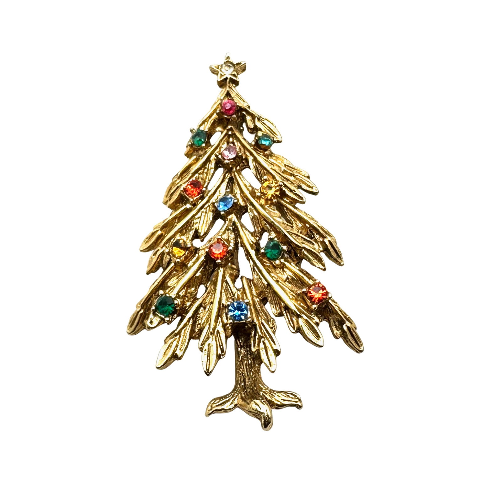 Vintage Arthur Pepper ART Enamel Rhinestone Gold Tone Christmas Tree Brooch Pin 2.5 Inch: Vintage Arthur Pepper ART Enamel Rhinestone Gold Tone Christmas Tree Brooch Pin 2.5 Inch