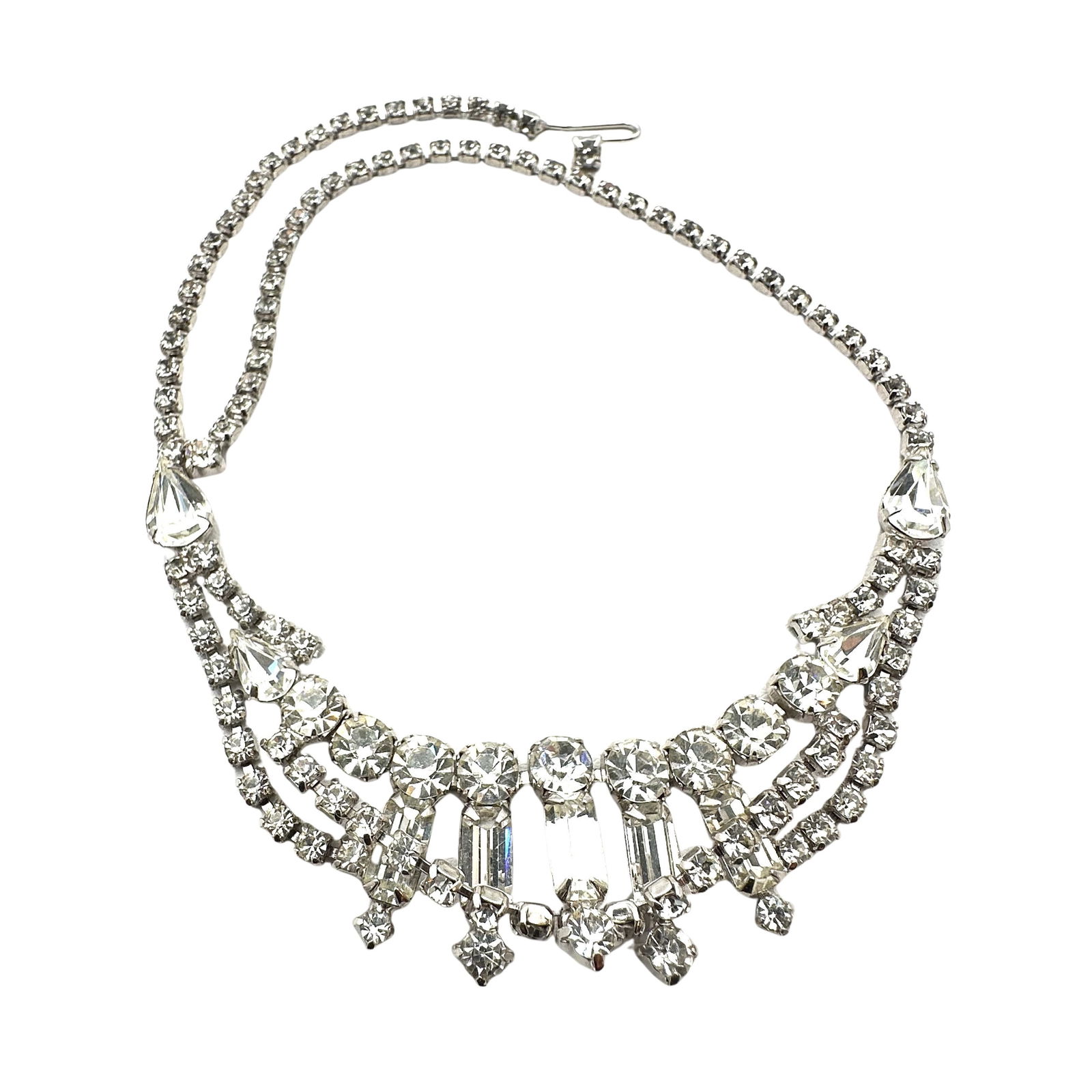 Vintage Juliana Clear Glass Rhinestone Silver Tone Necklace 16 Inch: Vintage Juliana Clear Glass Rhinestone Silver Tone Necklace 16 Inch