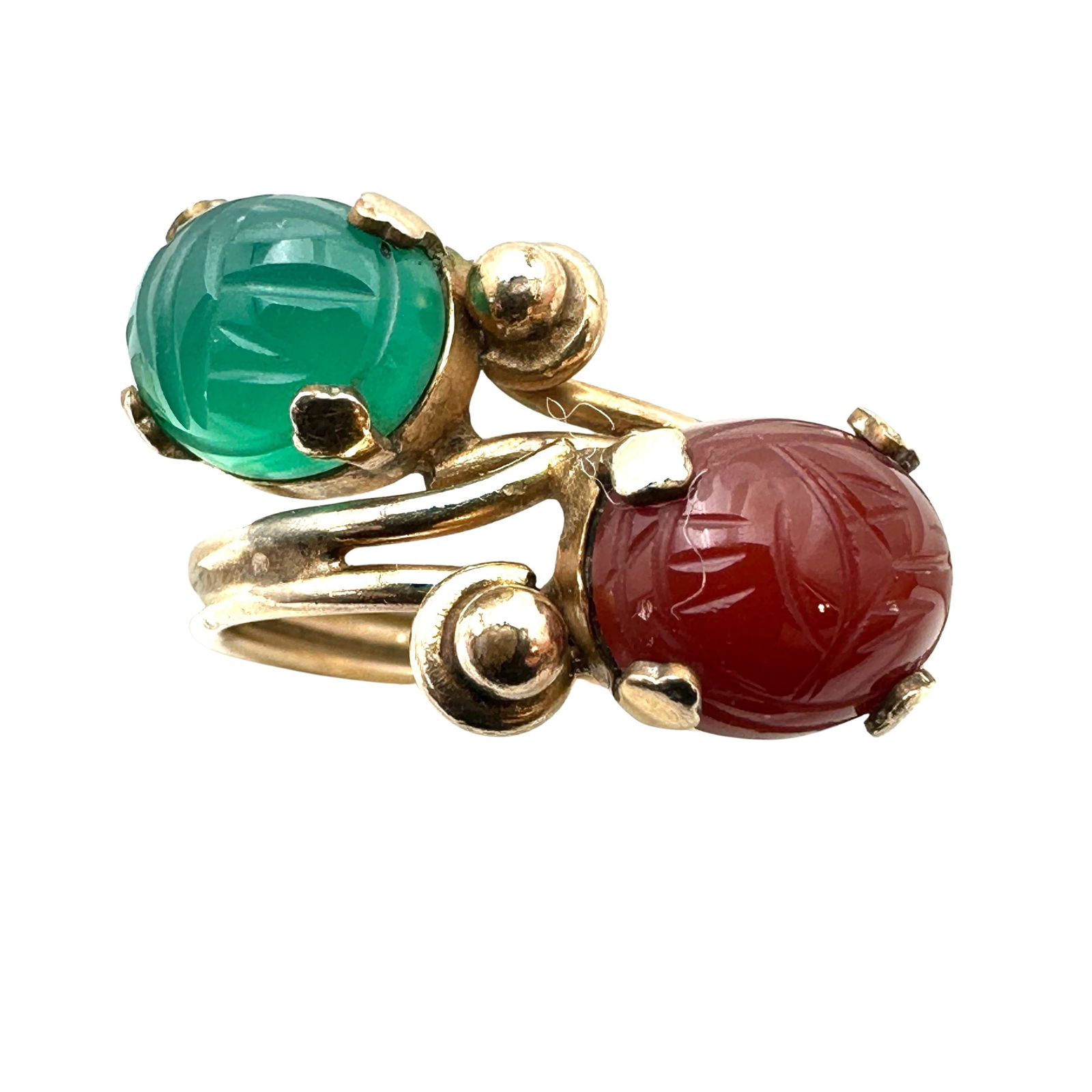 Vintage Carved Gemstone Scarab Gold Filled Ring Adjustable Size (1 of 2)