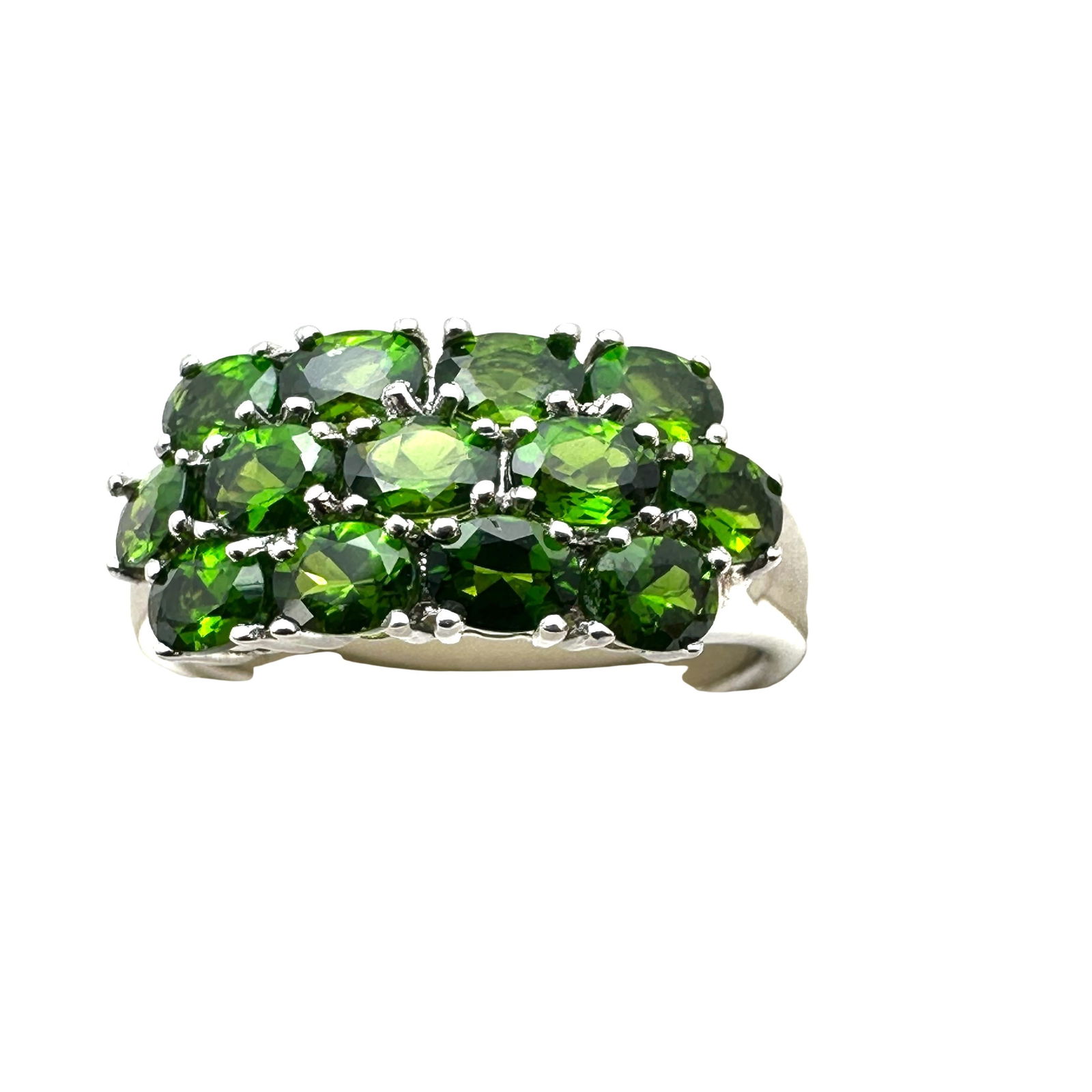 Chrome Diopside Sterling Silver Cluster Ring Size 8 Unworn Condition Estate (1 of 2)