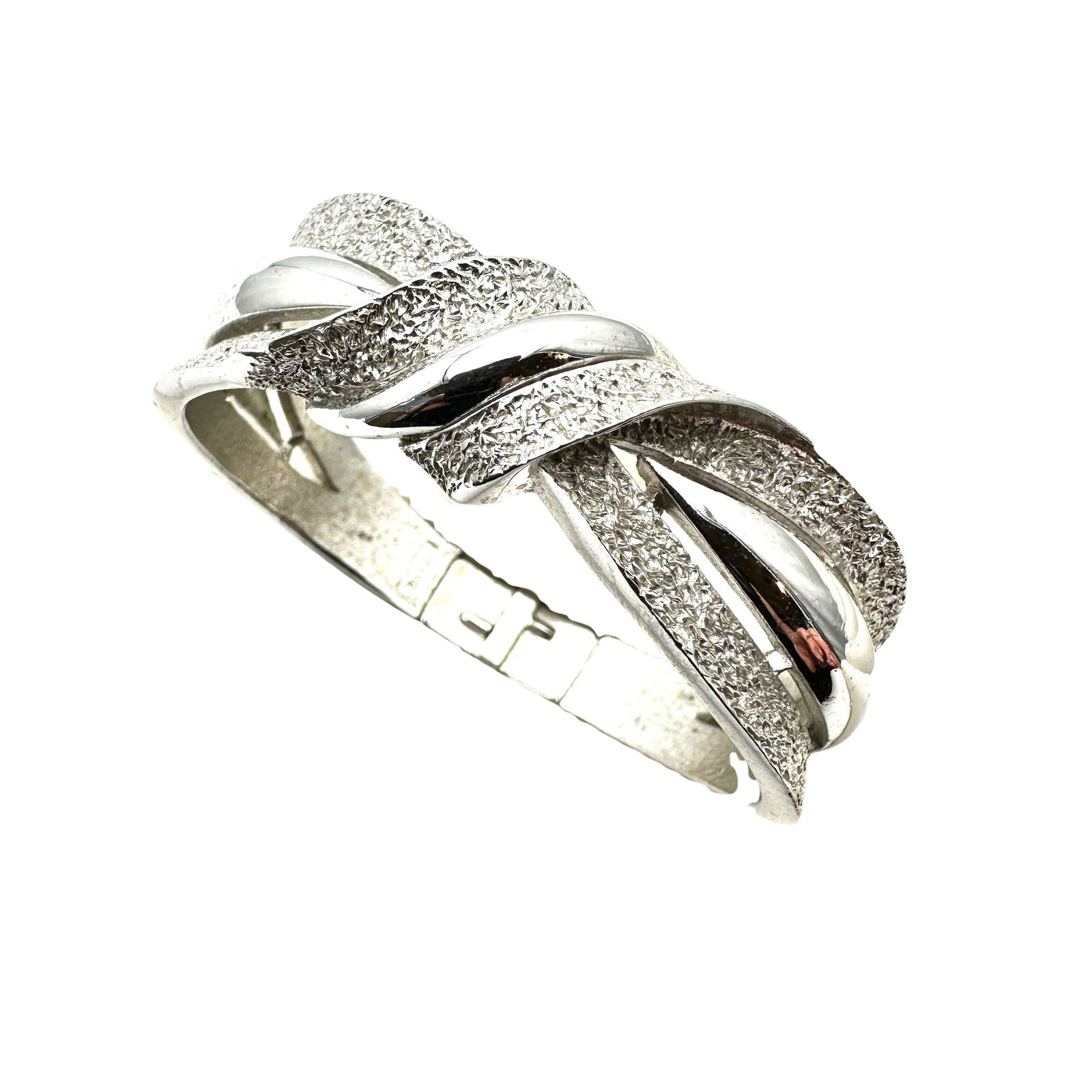 Vintage Trifari Silver Tone Clamper Bracelet 6.5 Inch: Vintage Trifari Silver Tone Clamper Bracelet 6.5 Inch