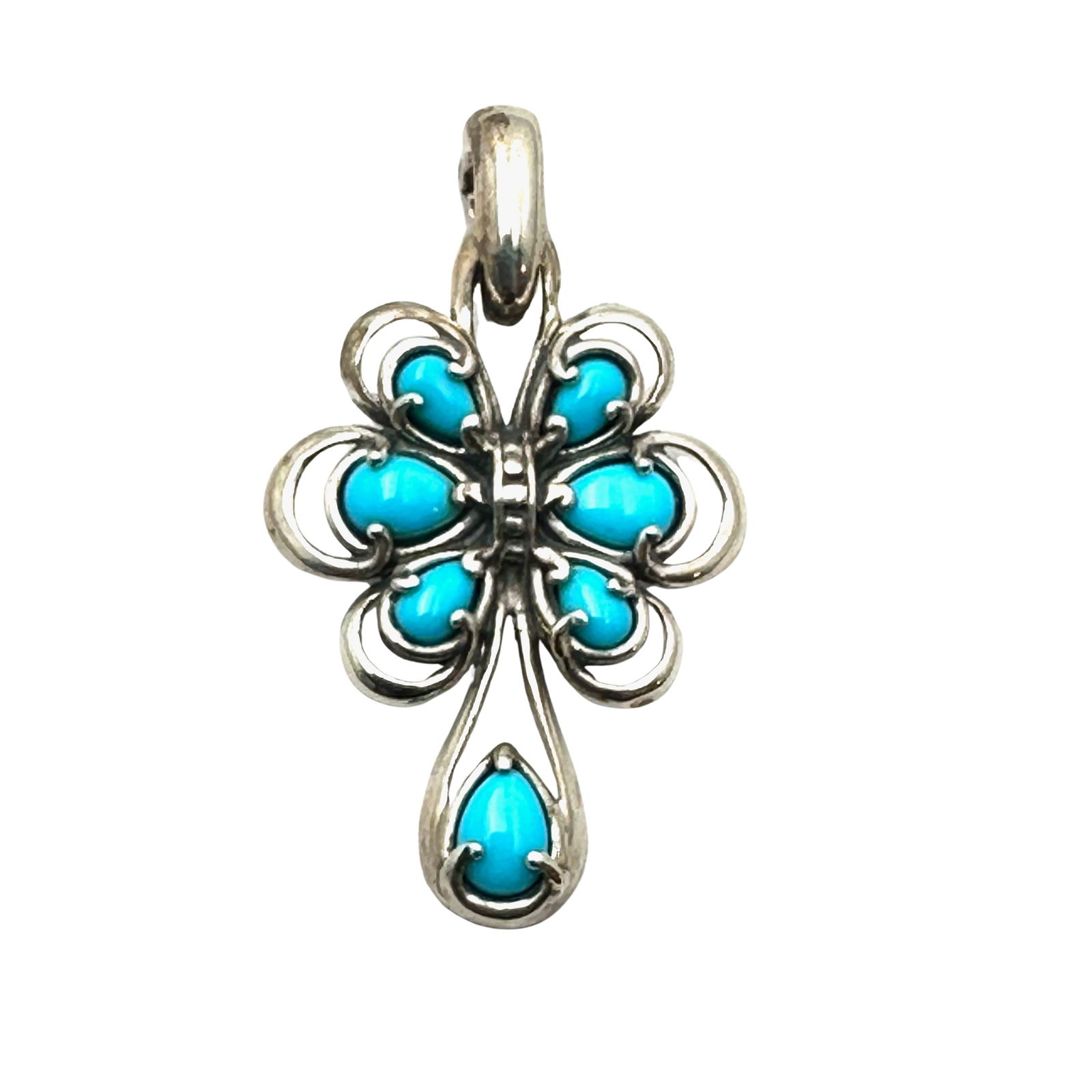 Carolyn Pollack Turquoise Sterling Silver Pendant Enhancer 1.5 Inch (1 of 2)