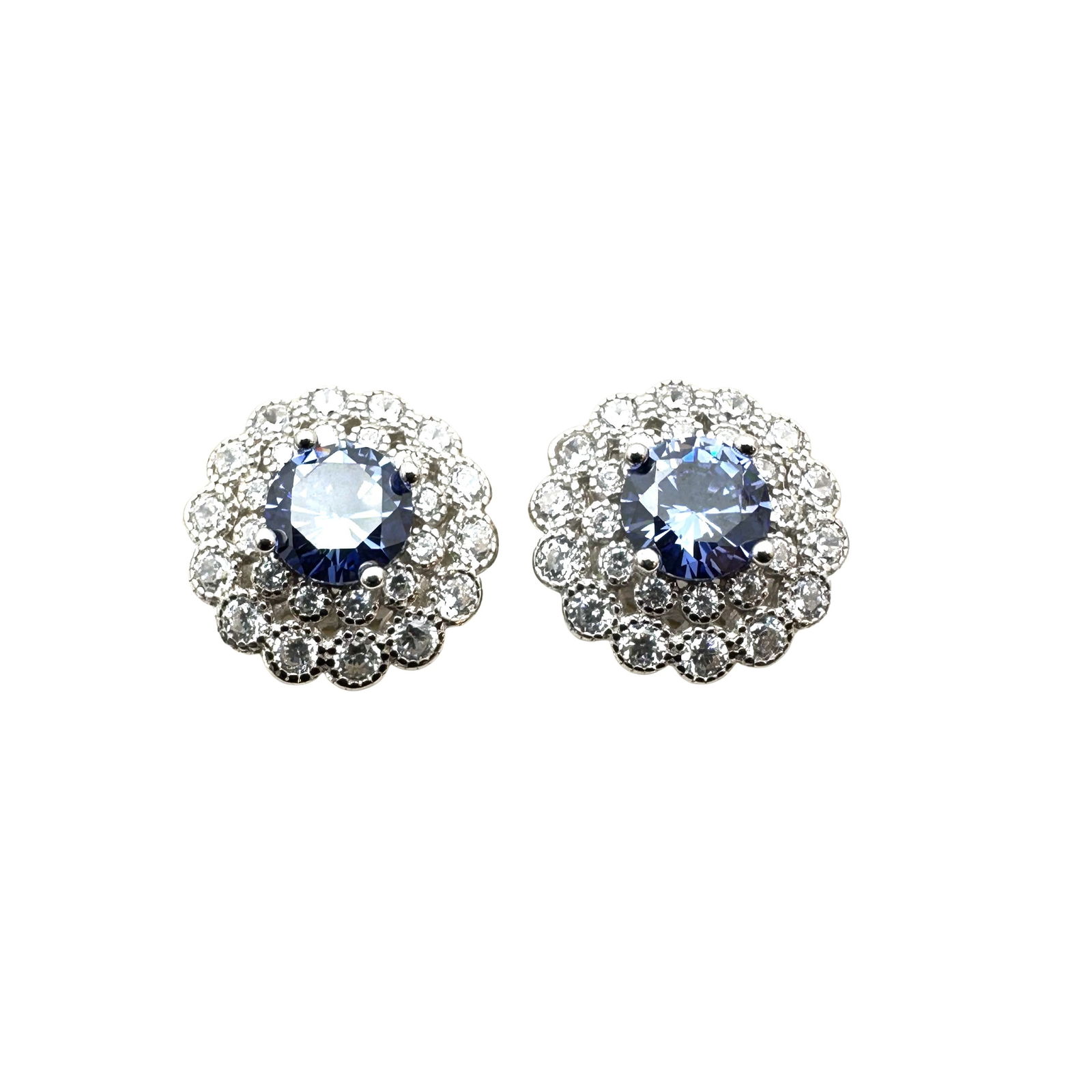 Purple Tanzanite Sterling silver Stud Pierced Earrings (1 of 2)