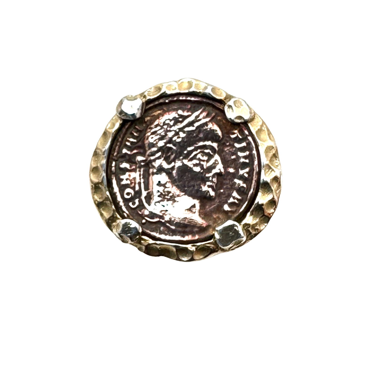 Italian Gold Over Sterling Silver Hammered Ring Roman Coin Design Size 8.25 (1 of 2)