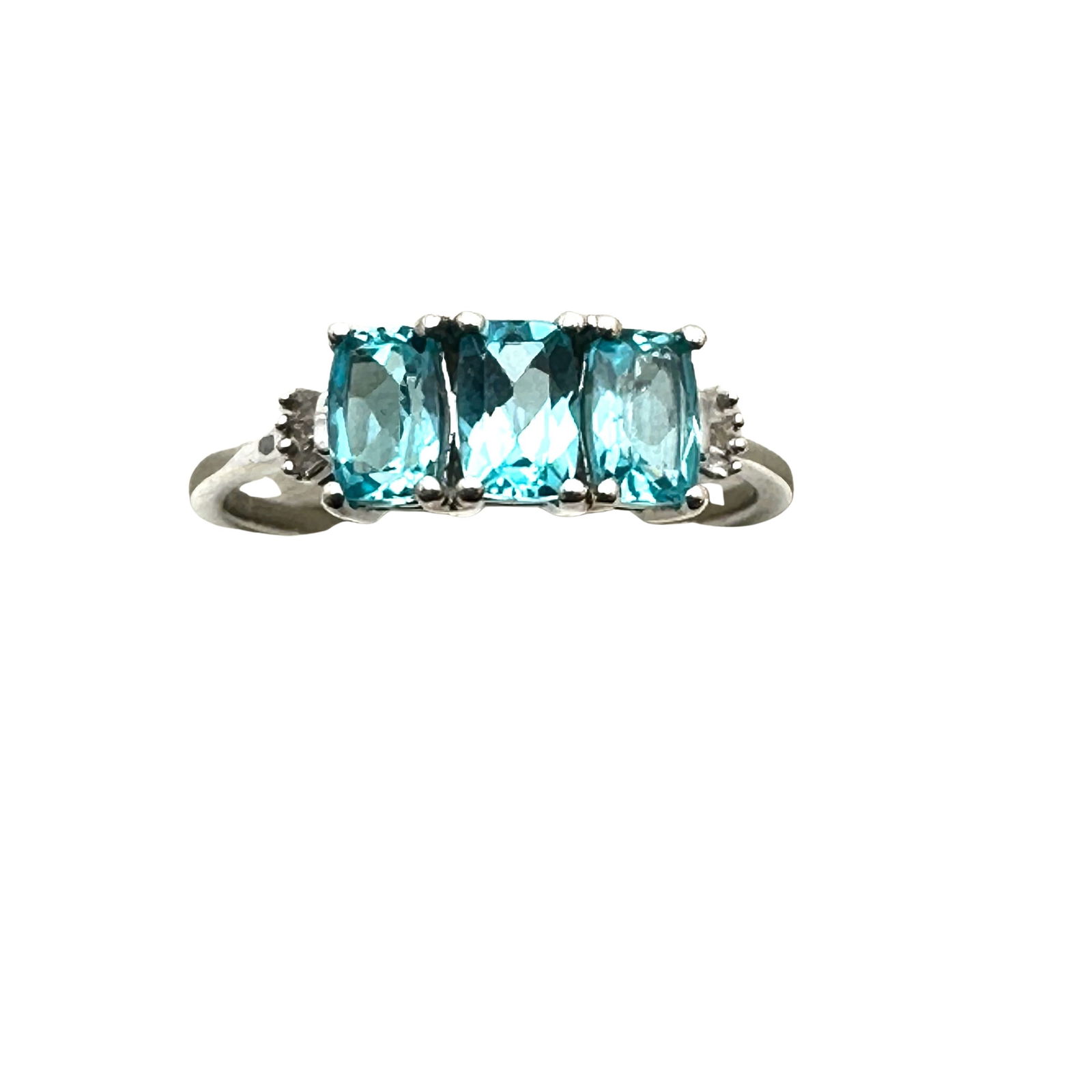 Paraiba Apatite Blue Gemstone Sterling Silver Ring Size 10 Unworn Condition (1 of 2)