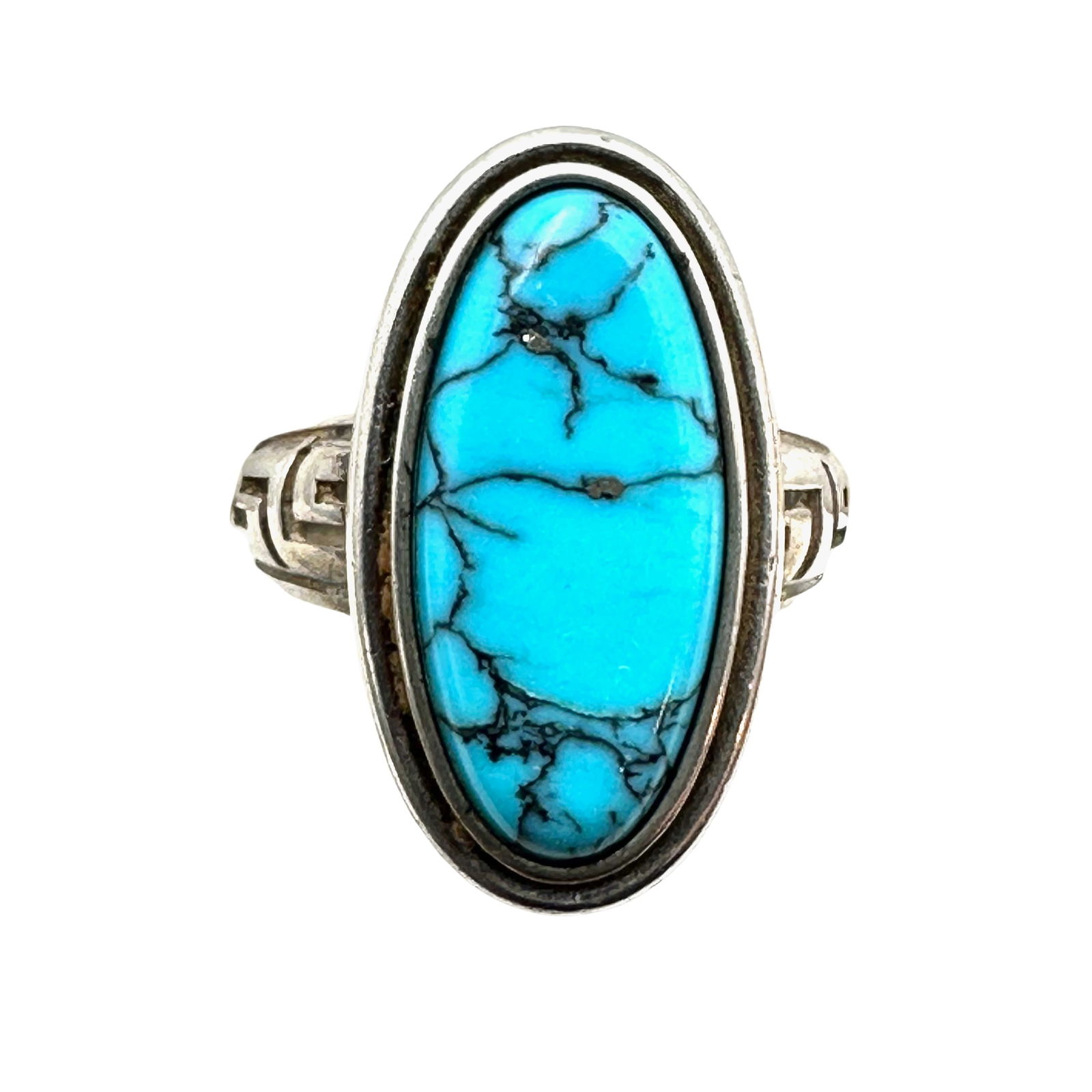 Southwest Style Blue Turquoise Sterling Silver Ring Size 7 (1 of 2)