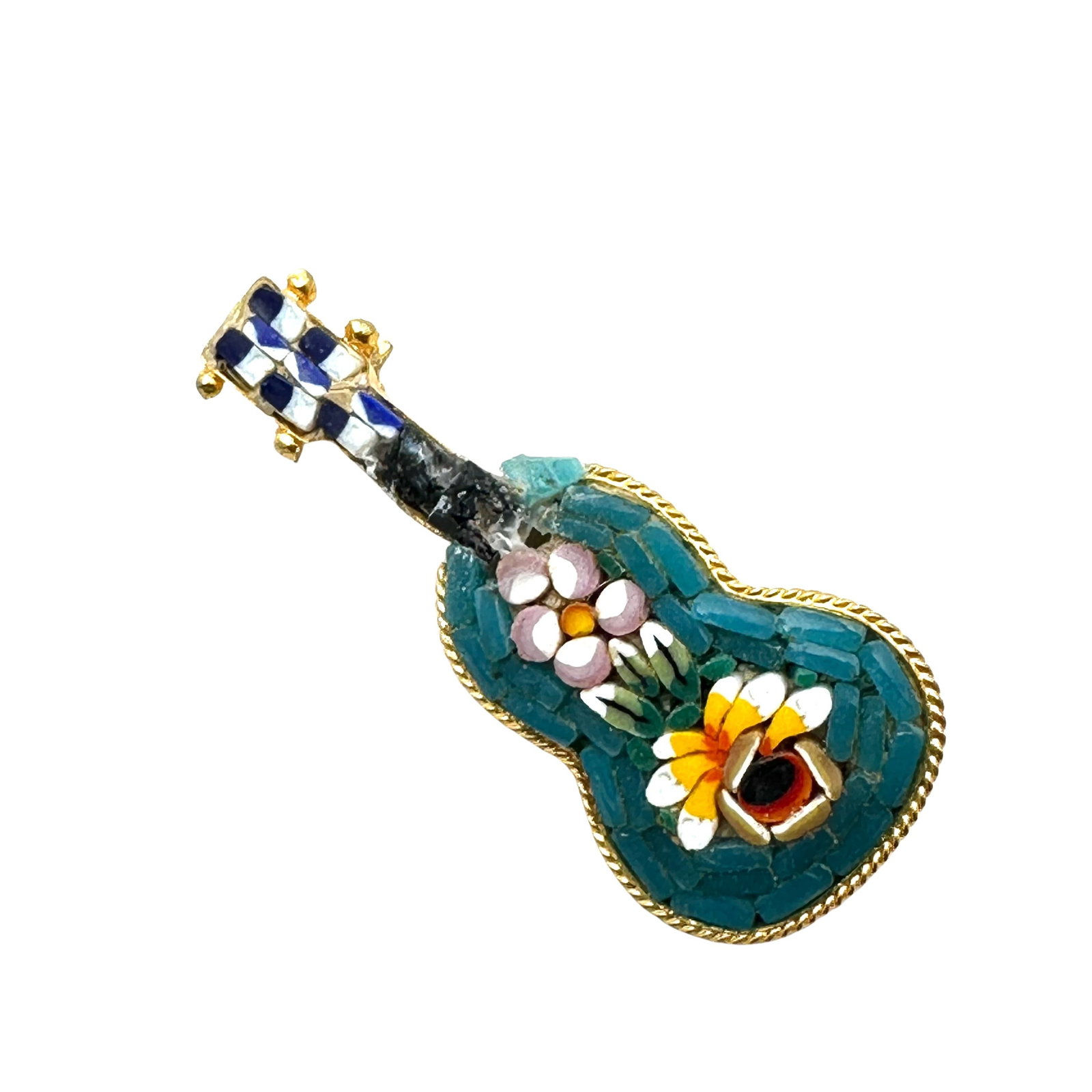 Vintage Micro Mosaic Glass Gold Tone Brooch Pin 2 Inch: Vintage Micro Mosaic Glass Gold Tone Brooch Pin 2 Inch