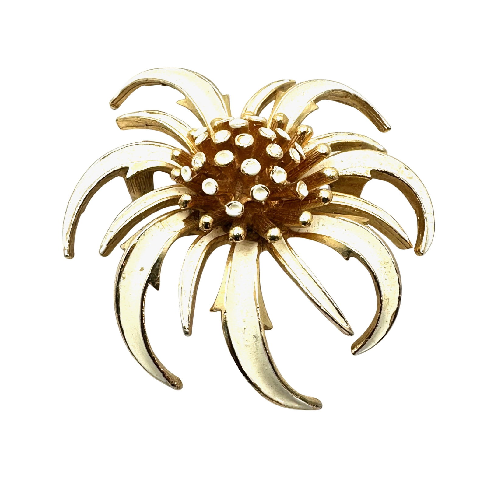 Vintage Arthur Pepper ART Cream Enamel Flower Gold Tone Brooch Pin 2 Inch: Vintage Arthur Pepper ART Cream Enamel Flower Gold Tone Brooch Pin 2 Inch