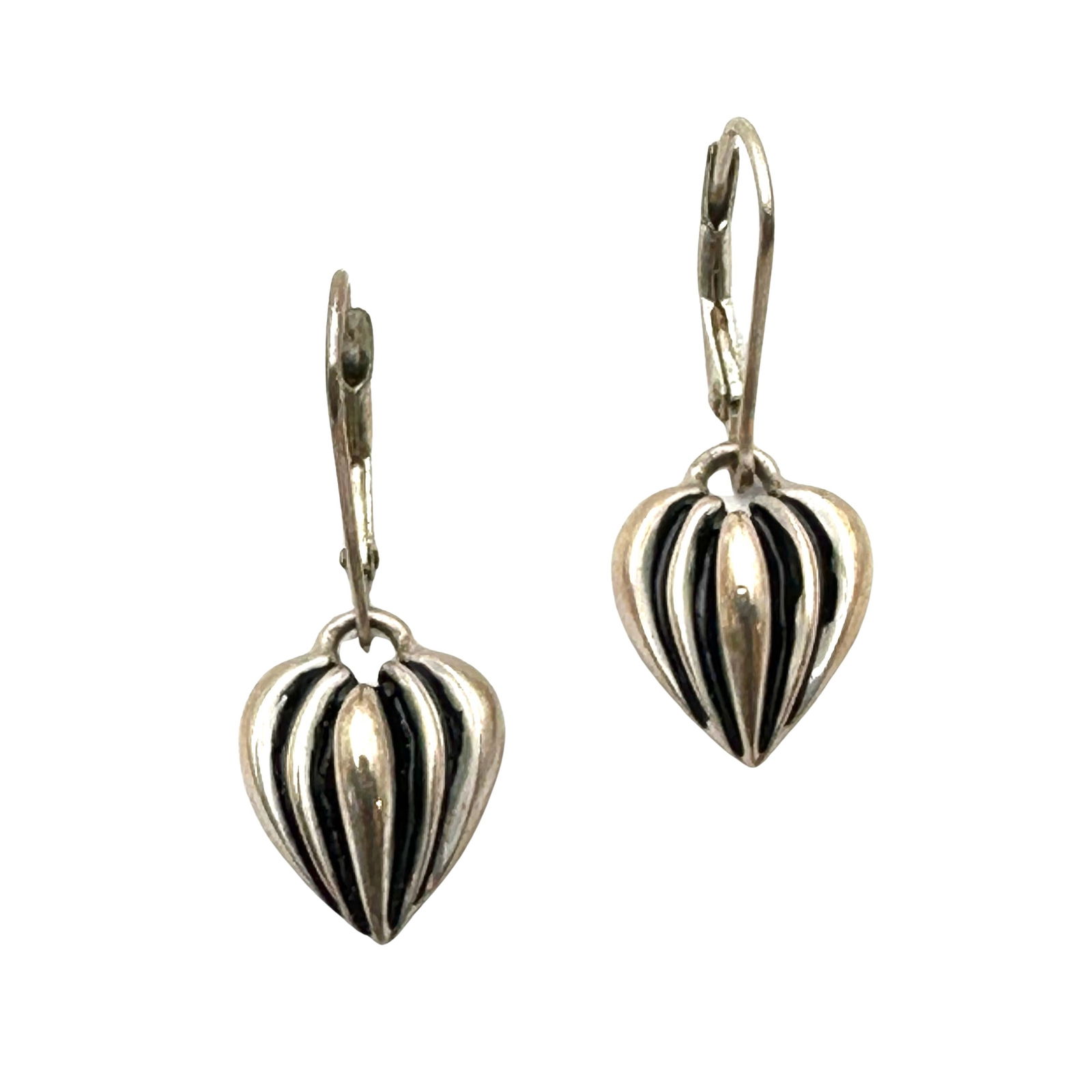 Sterling Silver Heart Drop Pierced Earrings 1 Inch Length (1 of 2)