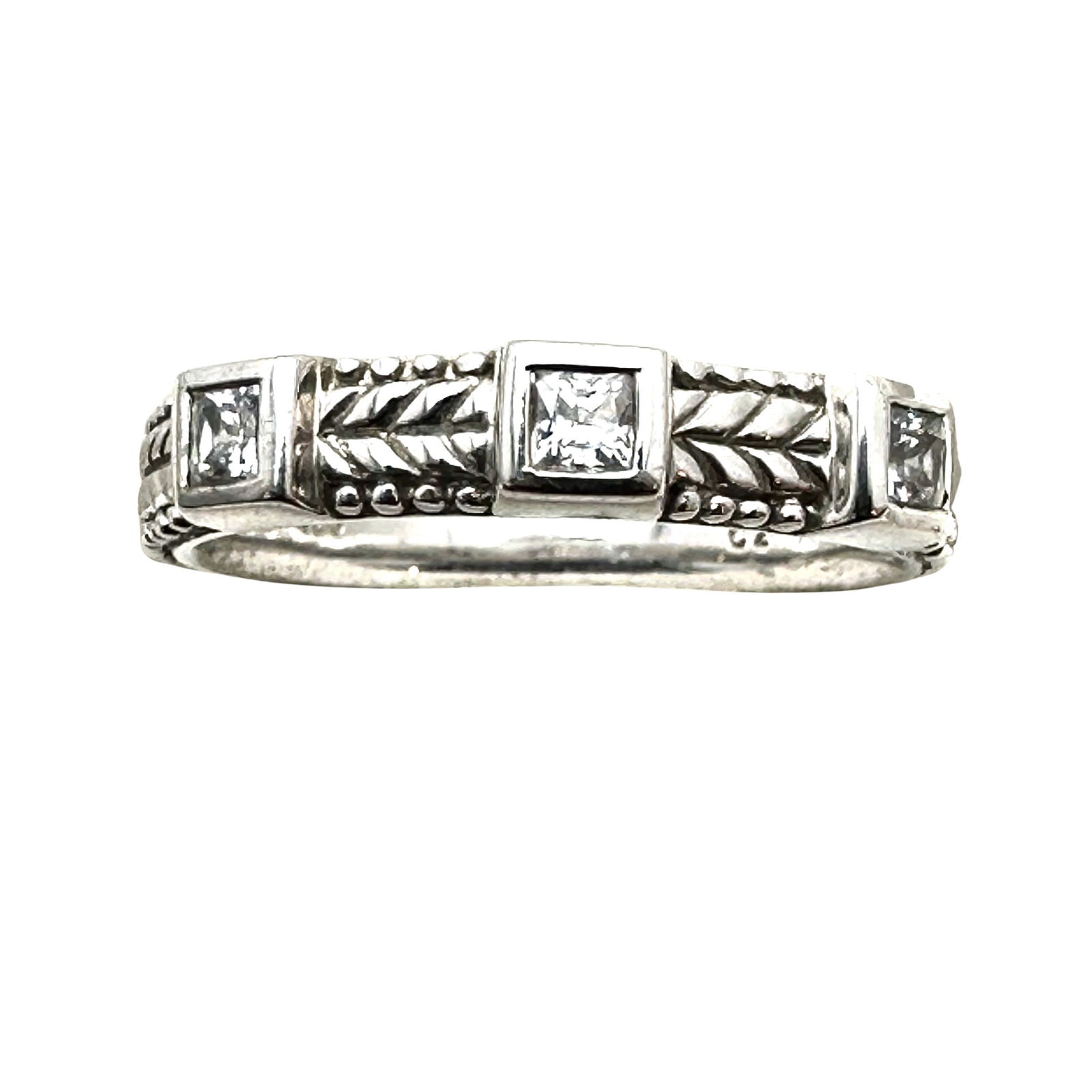 Judith Ripka Clear Crystal Sterling Silver Band Ring Size 10 (1 of 2)