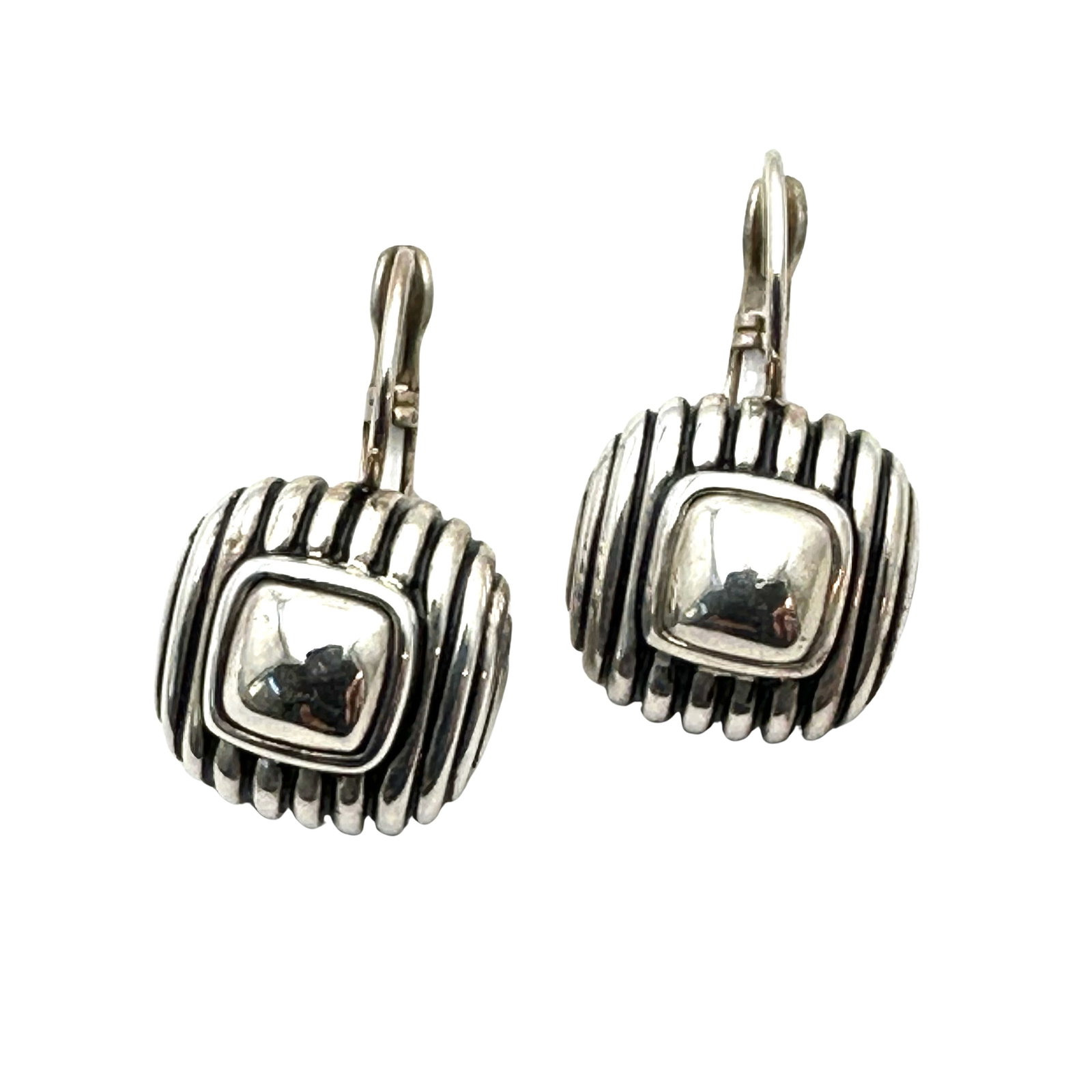 Joseph Esposito Sterling Silver Gold Accents Pierced Earrings 1 Inch: Joseph Esposito Sterling Silver Gold Accents Pierced Earrings 1 Inch