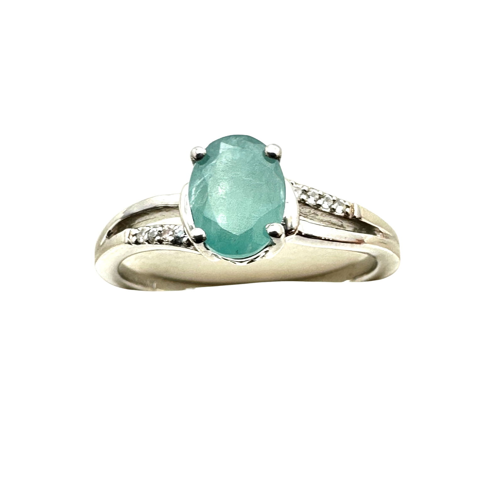 Green Grandidierite Gemstone and Zircon Sterling Silver Ring Size 10: Green Grandidierite Gemstone and Zircon Sterling Silver Ring Size 11