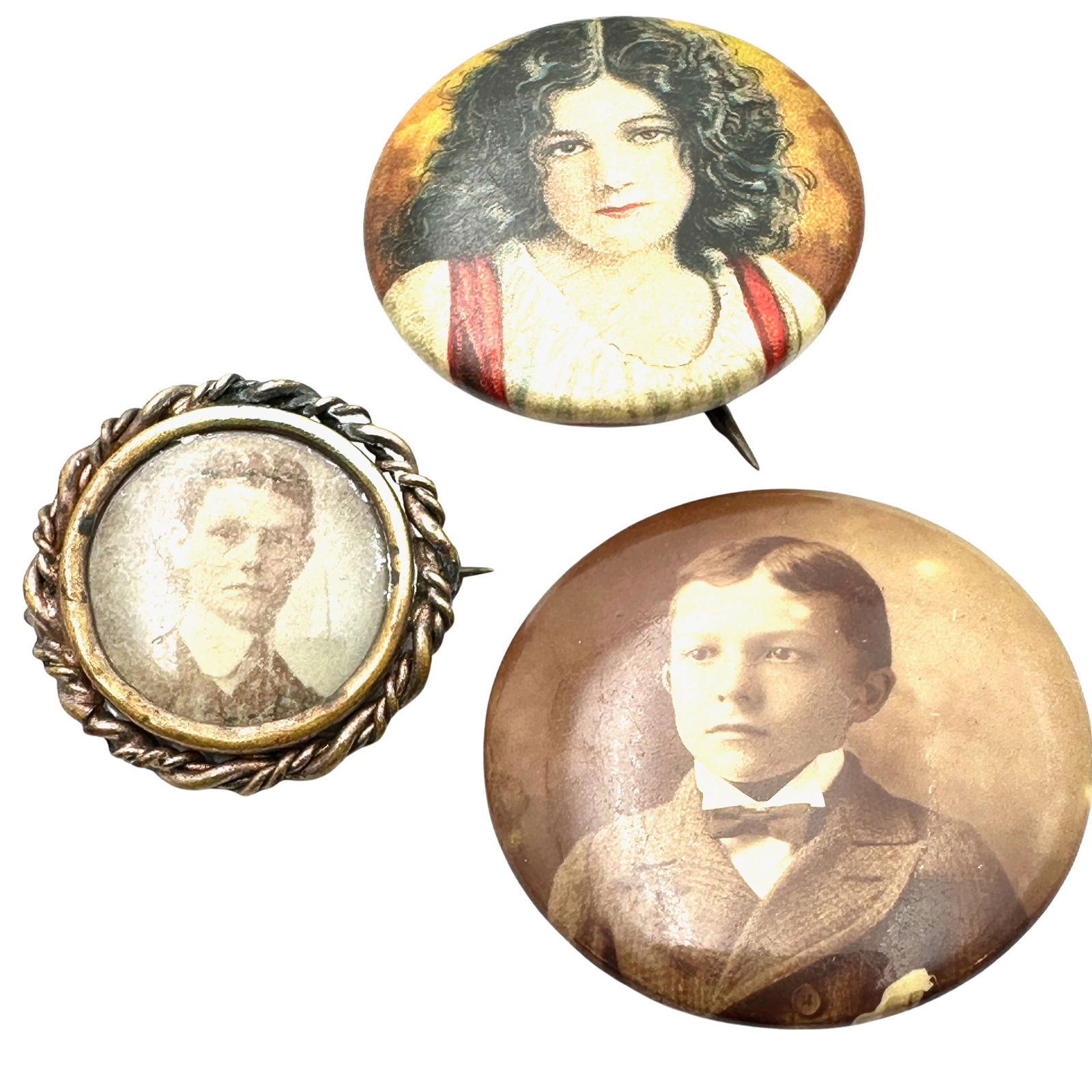 Antique Group of Portrait Pictures Mourning Advertising Mixed Metals Gold Filled (1 of 2)