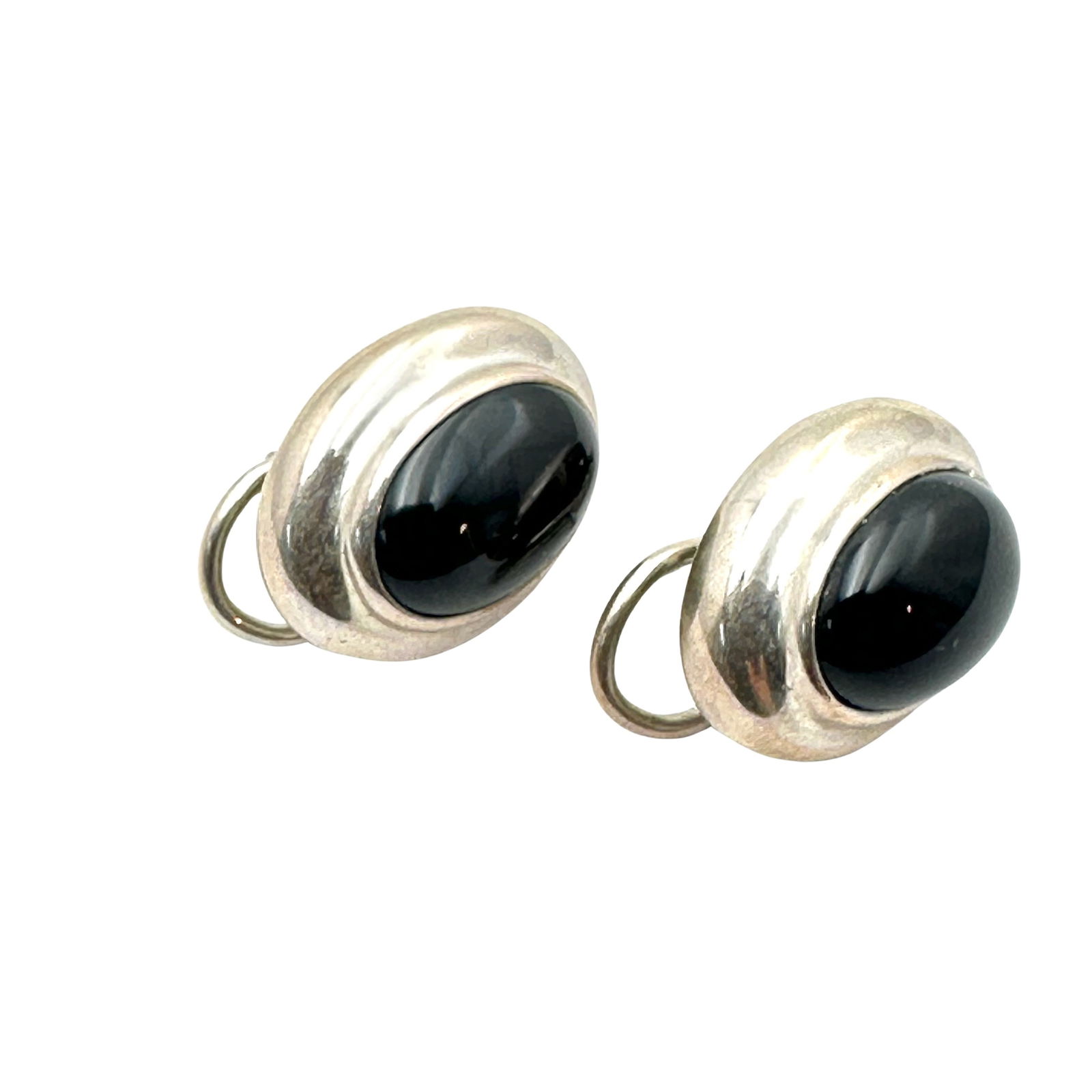 Joseph Esposito Black Onyx Sterling Silver Pierced Lever Back Earrings 3/4 Inch (1 of 2)