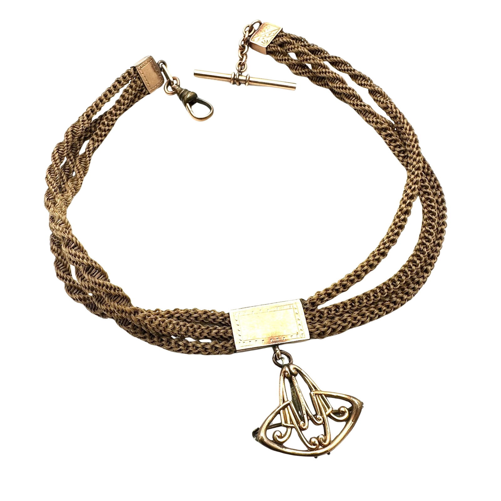 Antique Victorian Mourning Hair Necklace Gold Filled 15 Inch Great Condition for Age (1 of 2)