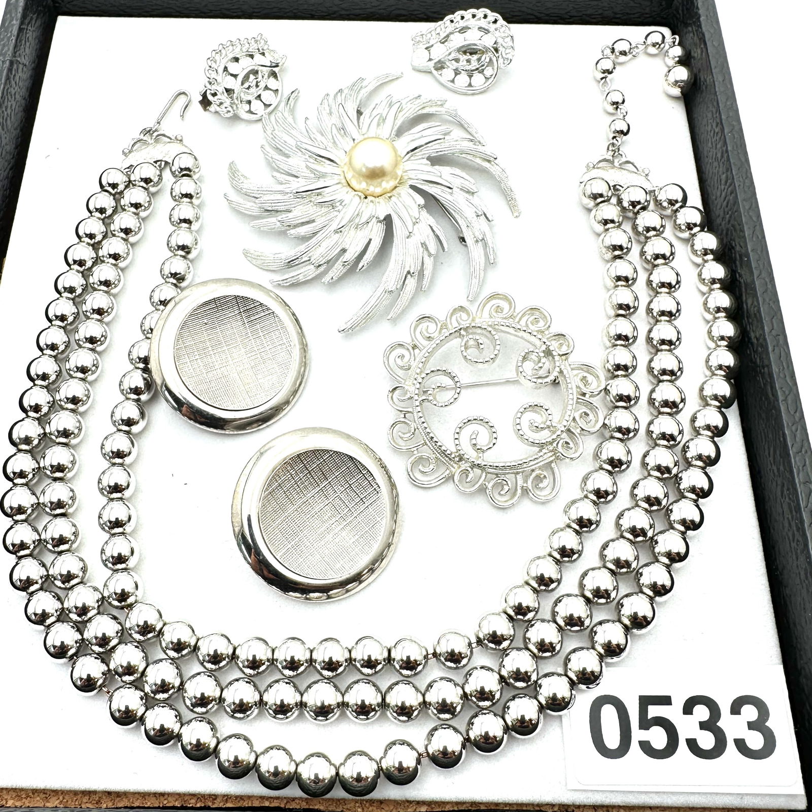 Vintage Jewelry Group Lot Silver Tone Marvella Sarah Coventry Necklace Brooches Clip Earrings (1 of 2)