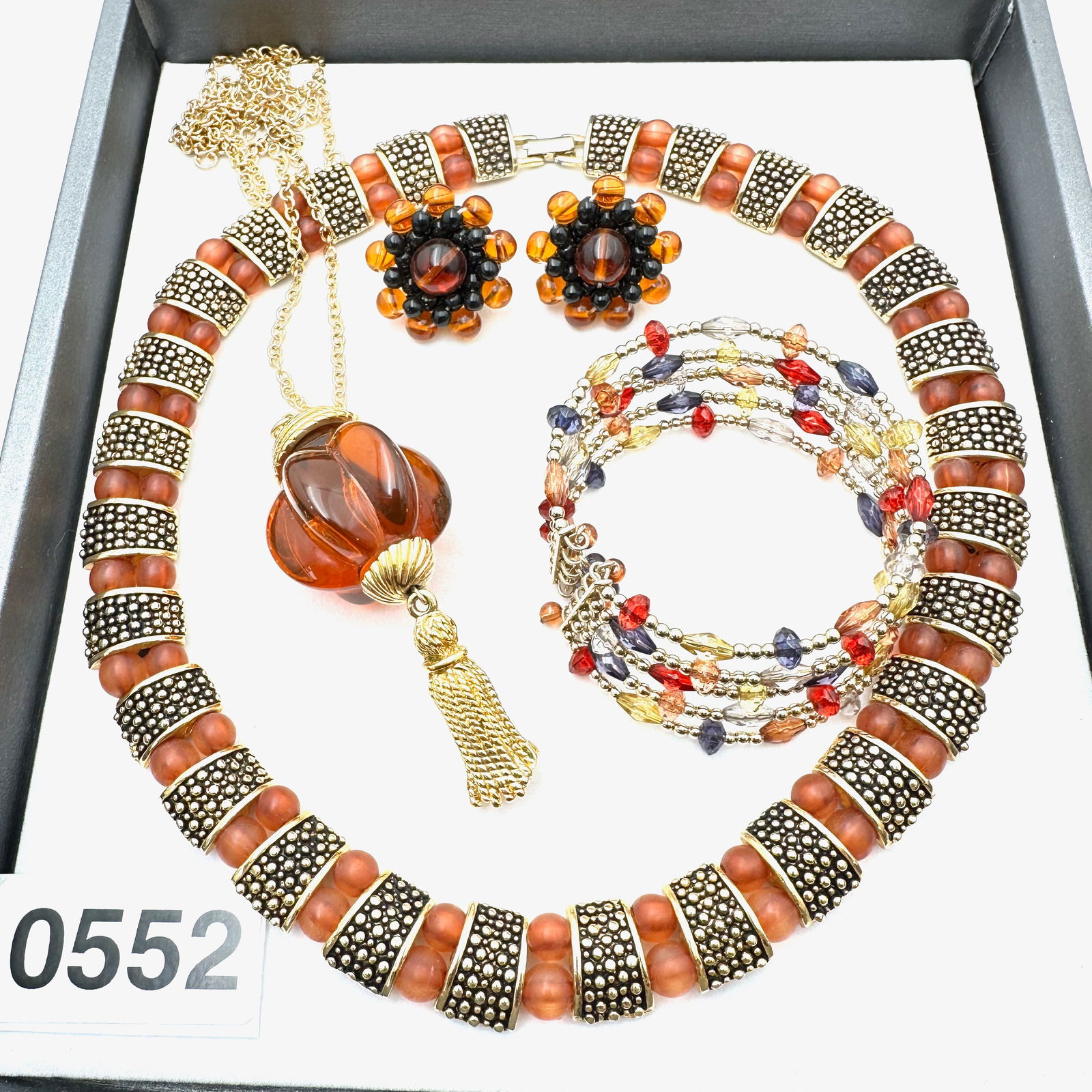 Vintage Jewelry Group Lot Faux Tortoise Lucite Glass Bead Clip Earrings Wrap Bracelet: Vintage Jewelry Group Lot Faux Tortoise Lucite Glass Bead Clip Earrings Wrap Bracelet