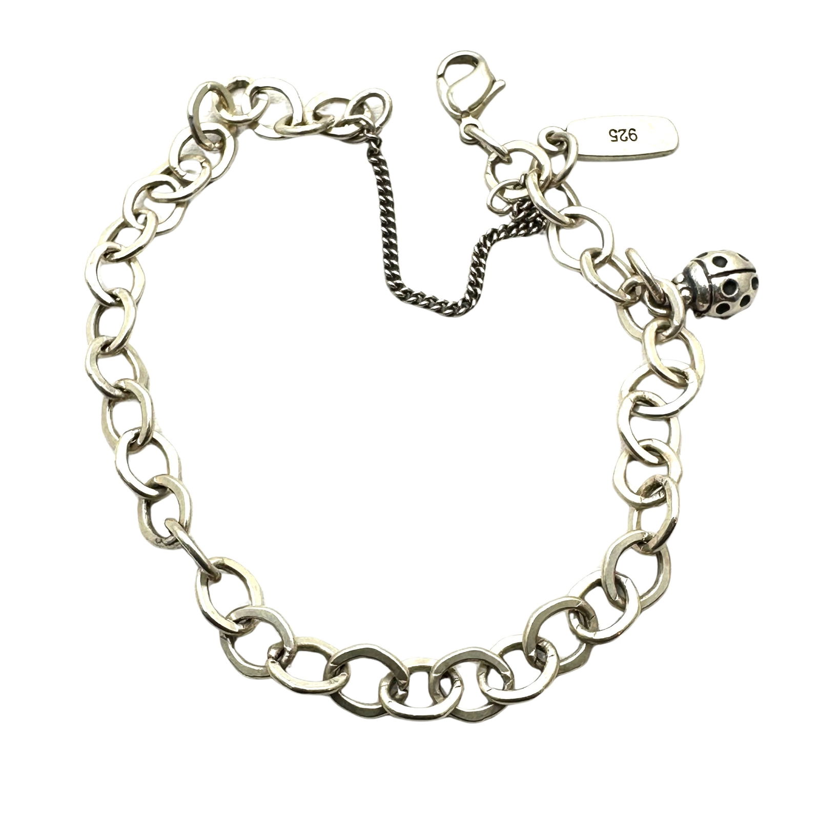 James Avery Sterling Silver Charm Bracelet with Lady Bug Charm Weight 10 Grams 7 Inch (1 of 2)