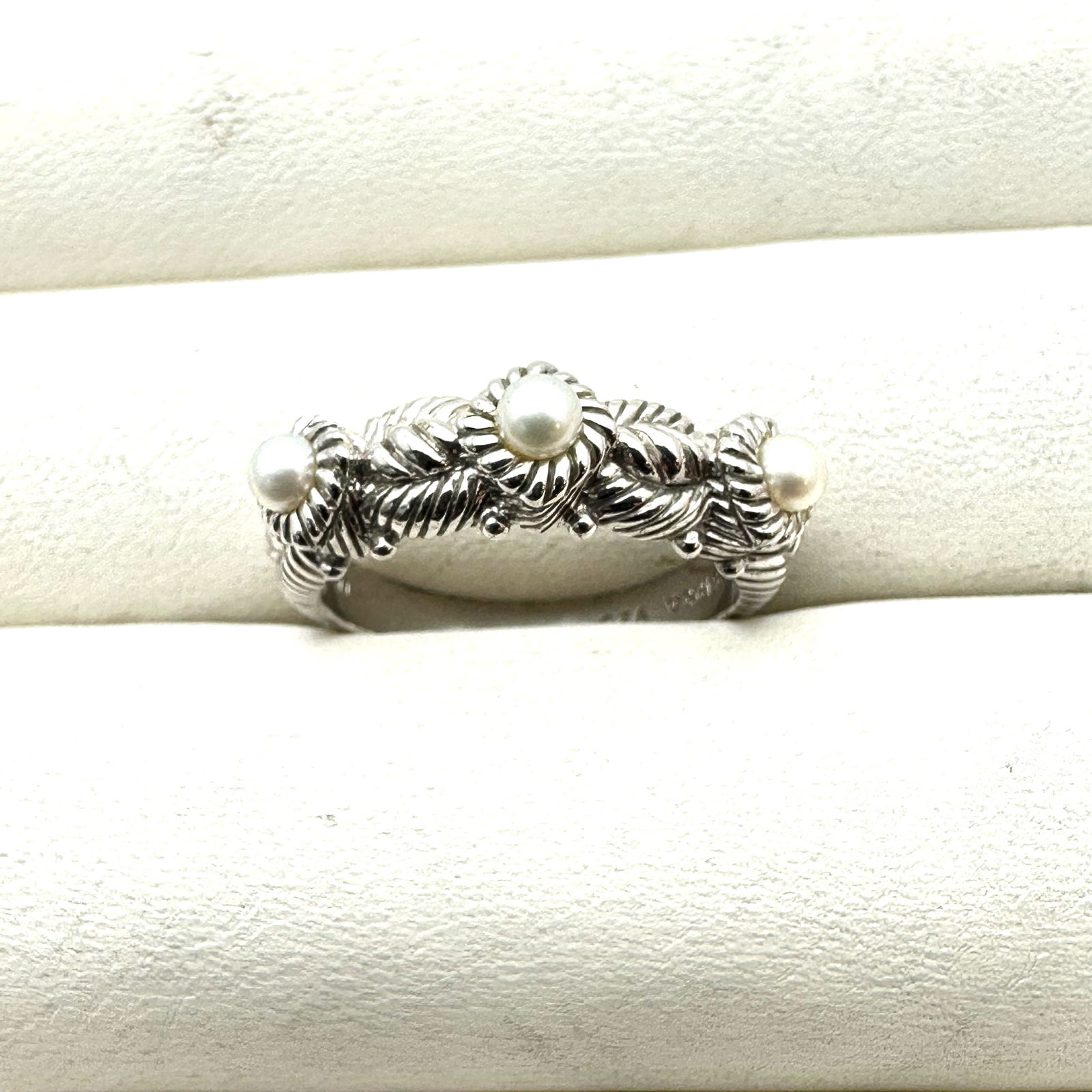 Judith Ripka Pearl Sterling Silver Ring Band Size 9 Weight 6.5 Grams (1 of 2)
