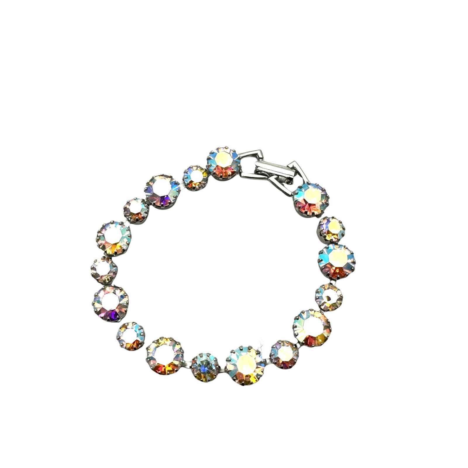 Vintage Weiss Aurora Borealis Glass Rhinestone Silver Tone Bracelet 6.5 Inch Length (1 of 2)