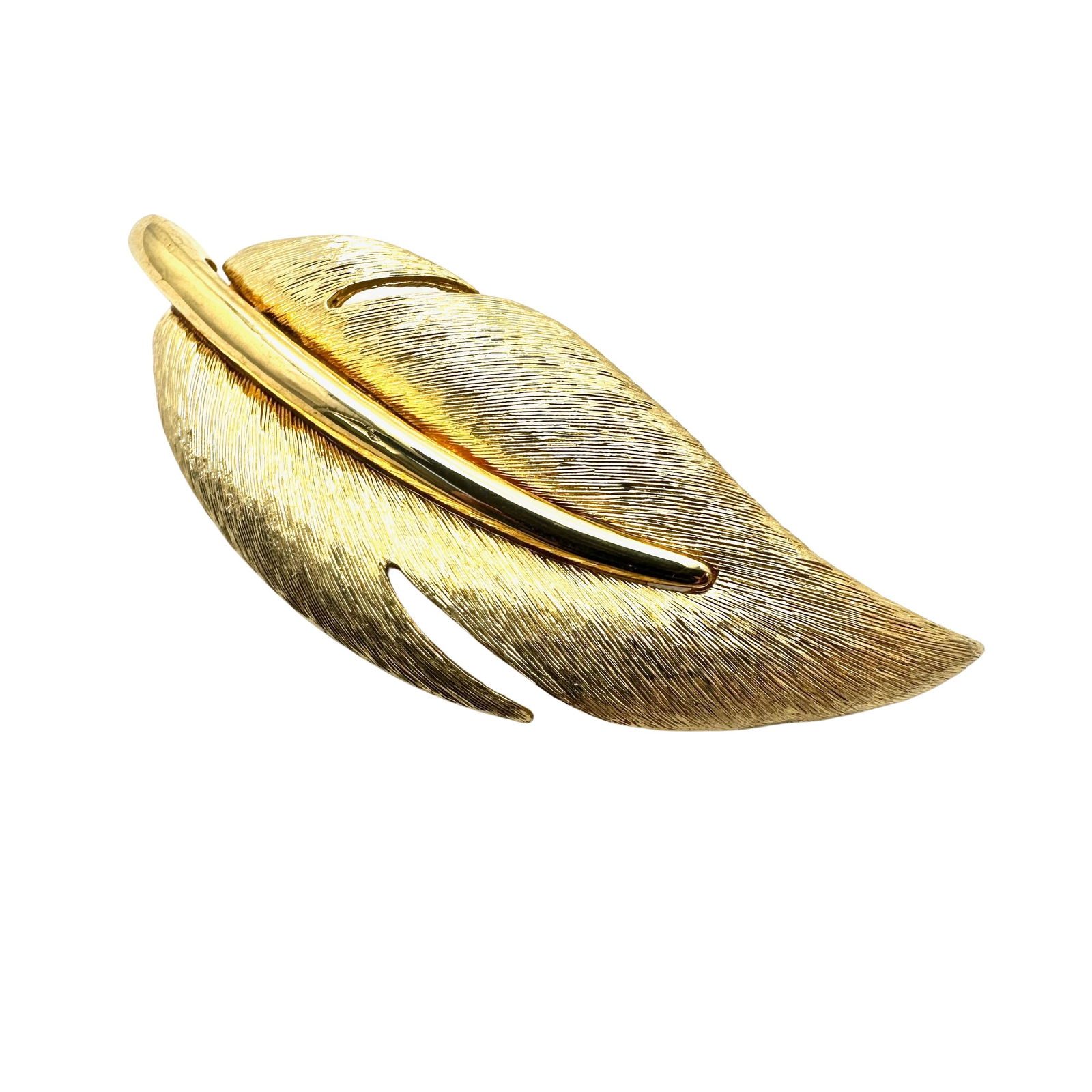 Vintage Givenchy Gold Tone Leaf Brooch Pin 2.75 Inch (1 of 2)