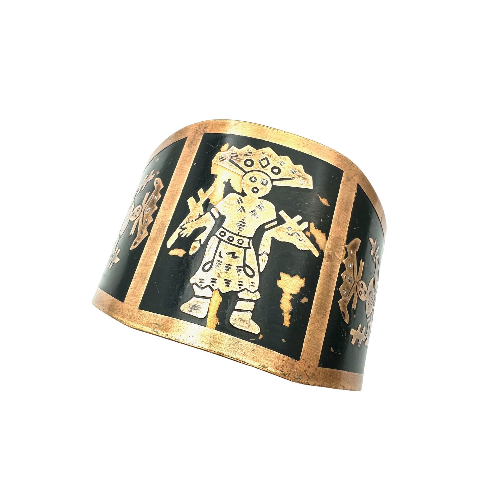 Vintage Copper Southwest Design Wide Cuff Bracelet (1 of 2)