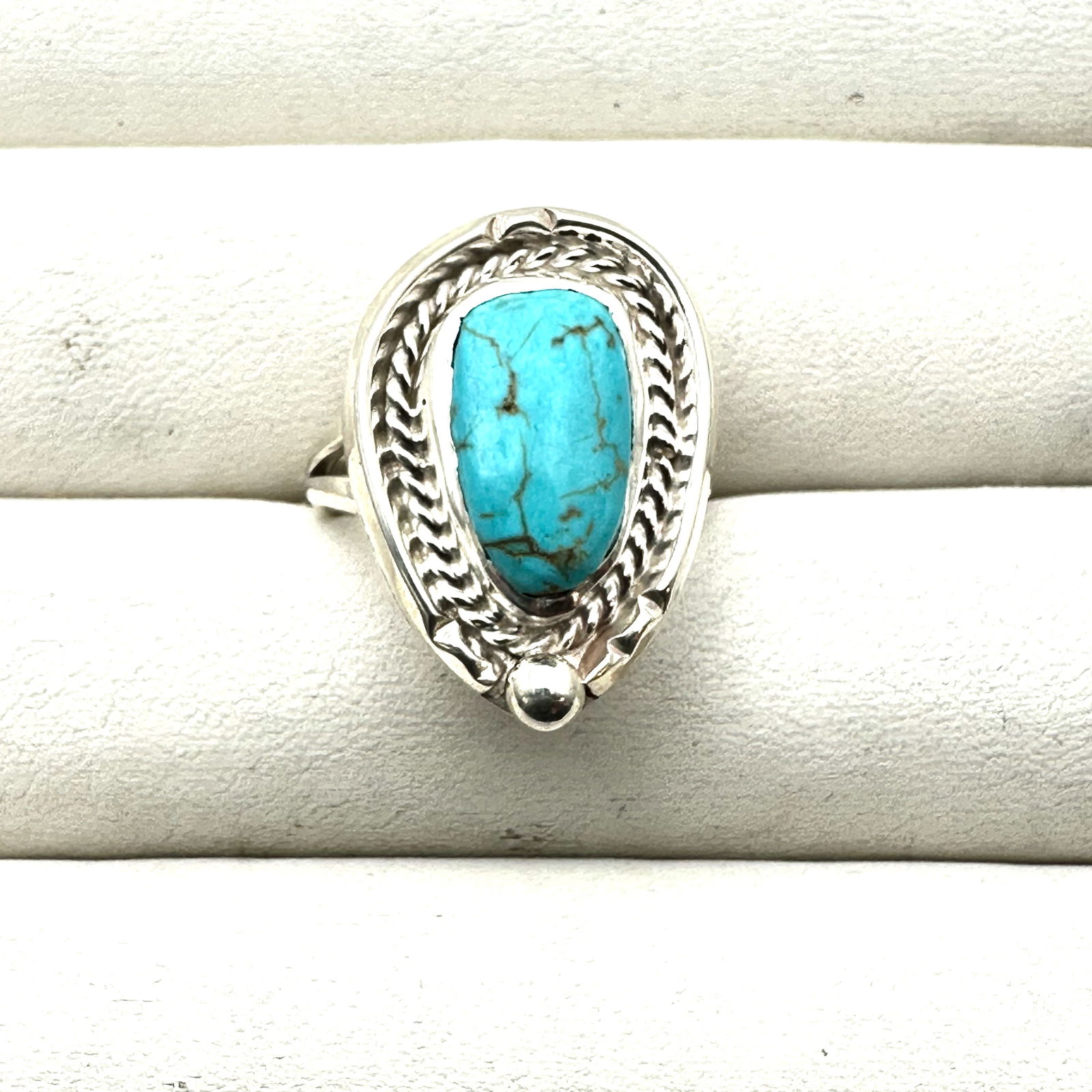 Vintage Blue Turquoise Sterling Silver Ring Size 8 American Southwest (1 of 2)