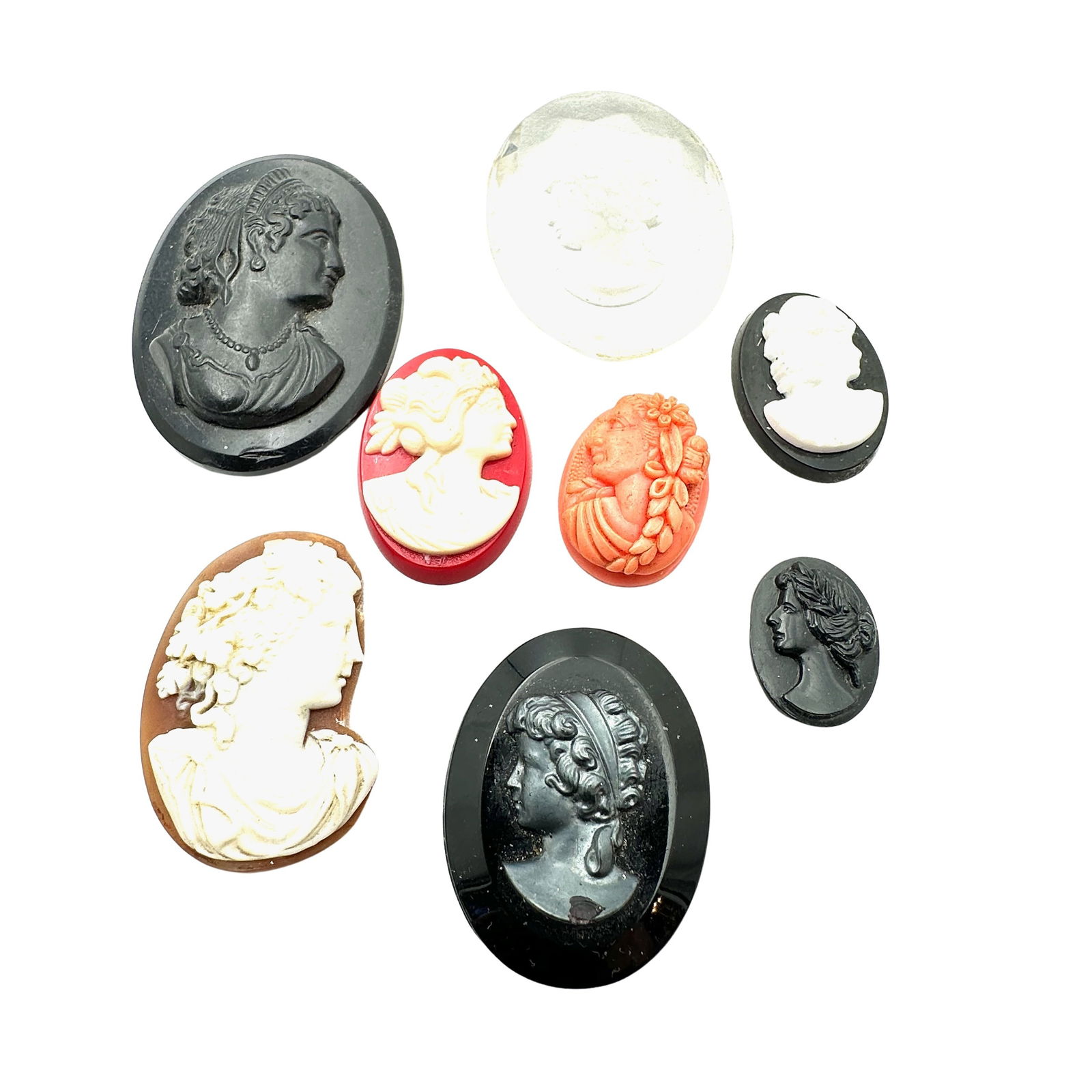 Vintage Group of Cameos Intaglio Glass Onyx Shell Lucite Lot For Repurposing (1 of 2)