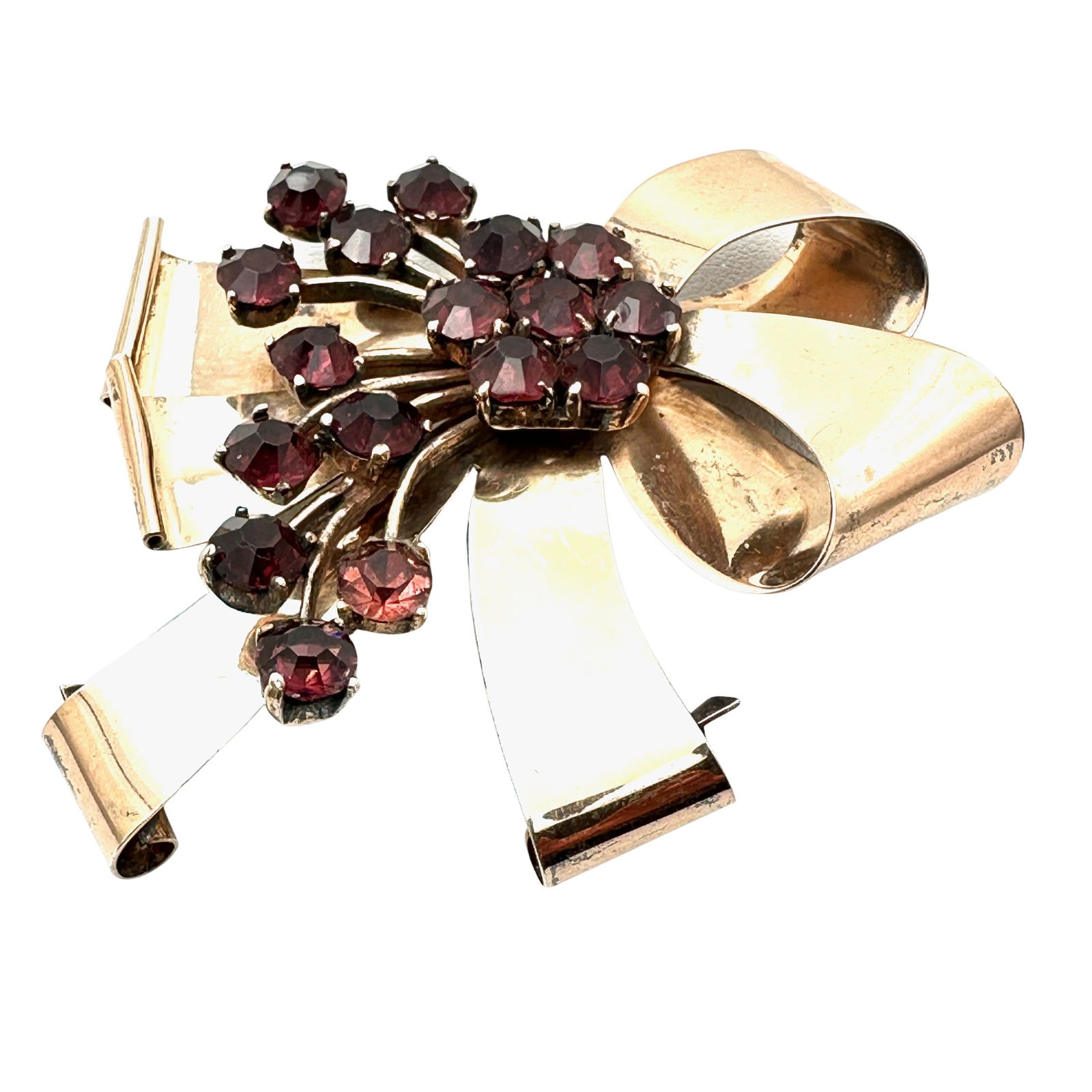 Vintage Reinad Gold Over Sterling Silver Large Purple Glass Rhinestones Bow Brooch Pin 3.5 Inch 38 (1 of 1)