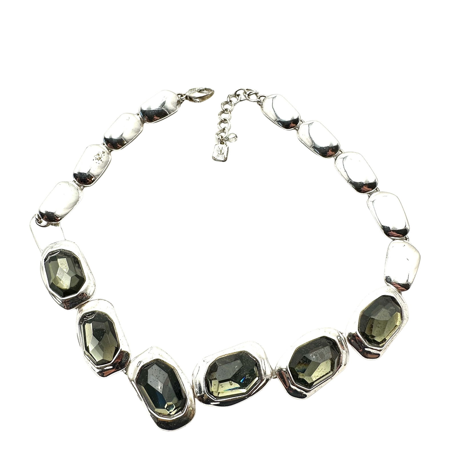 Robert Lee Morris Studio Silver Tone Grey Faceted Stone Necklace 18 Inch: Robert Lee Morris Studio Silver Tone Grey Faceted Stone Necklace 18 Inch