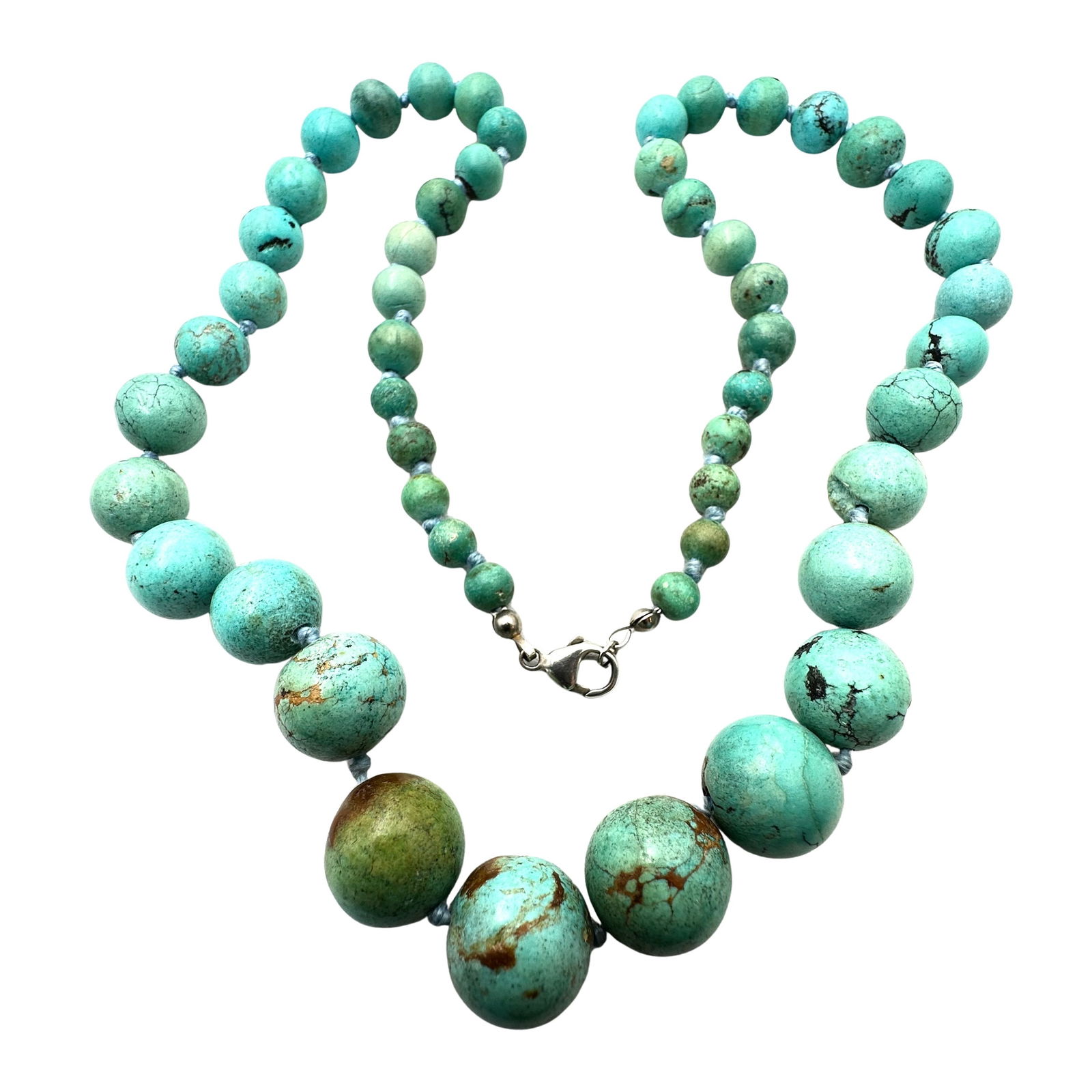 Vintage Chinese Graduated Turquoise Bead Necklace 24 Inch (1 of 2)