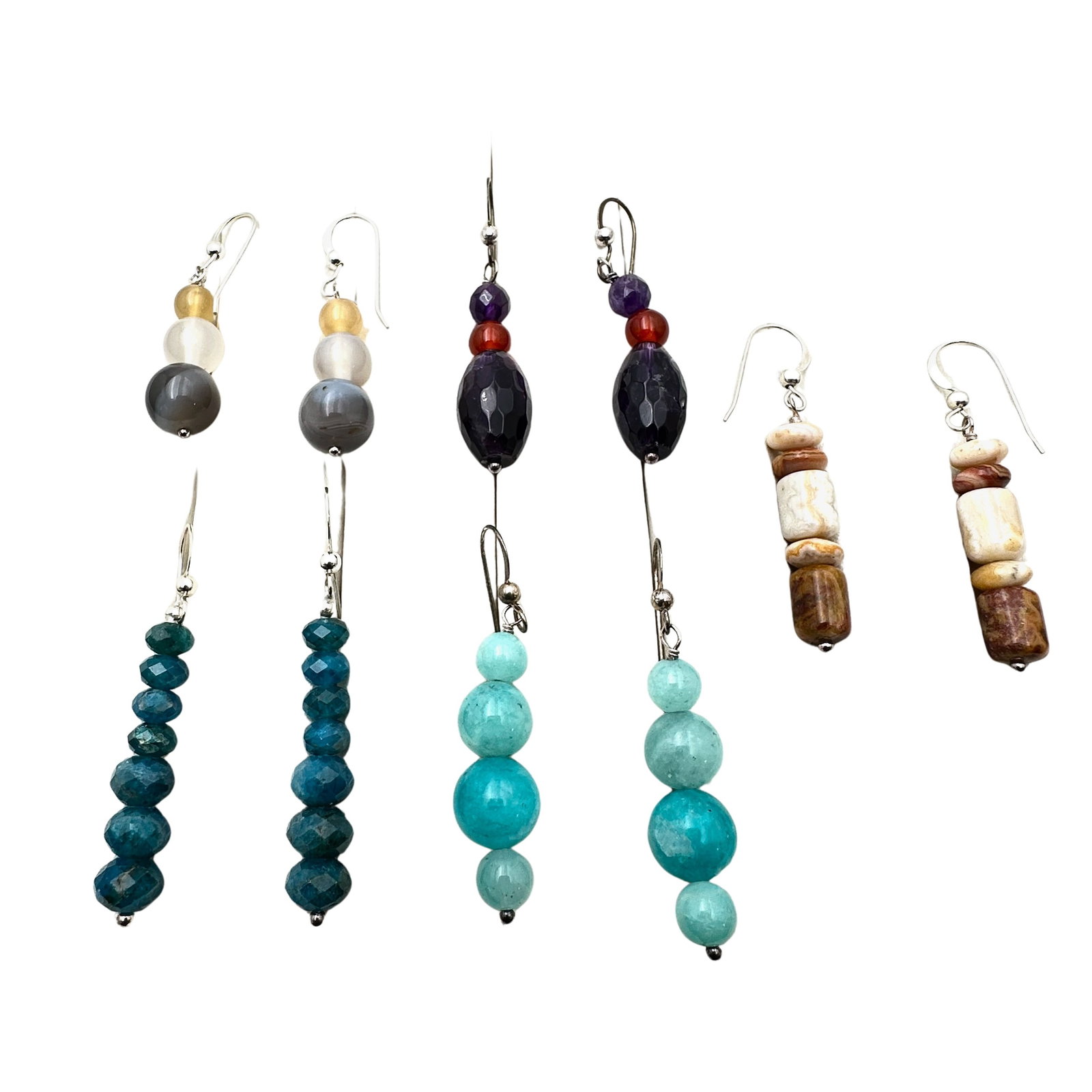 Group of Jay King Mine Finds Gemstone Sterling Silver Pierced Earrings: Group of Jay King Mine Finds Gemstone Sterling Silver Pierced Earrings