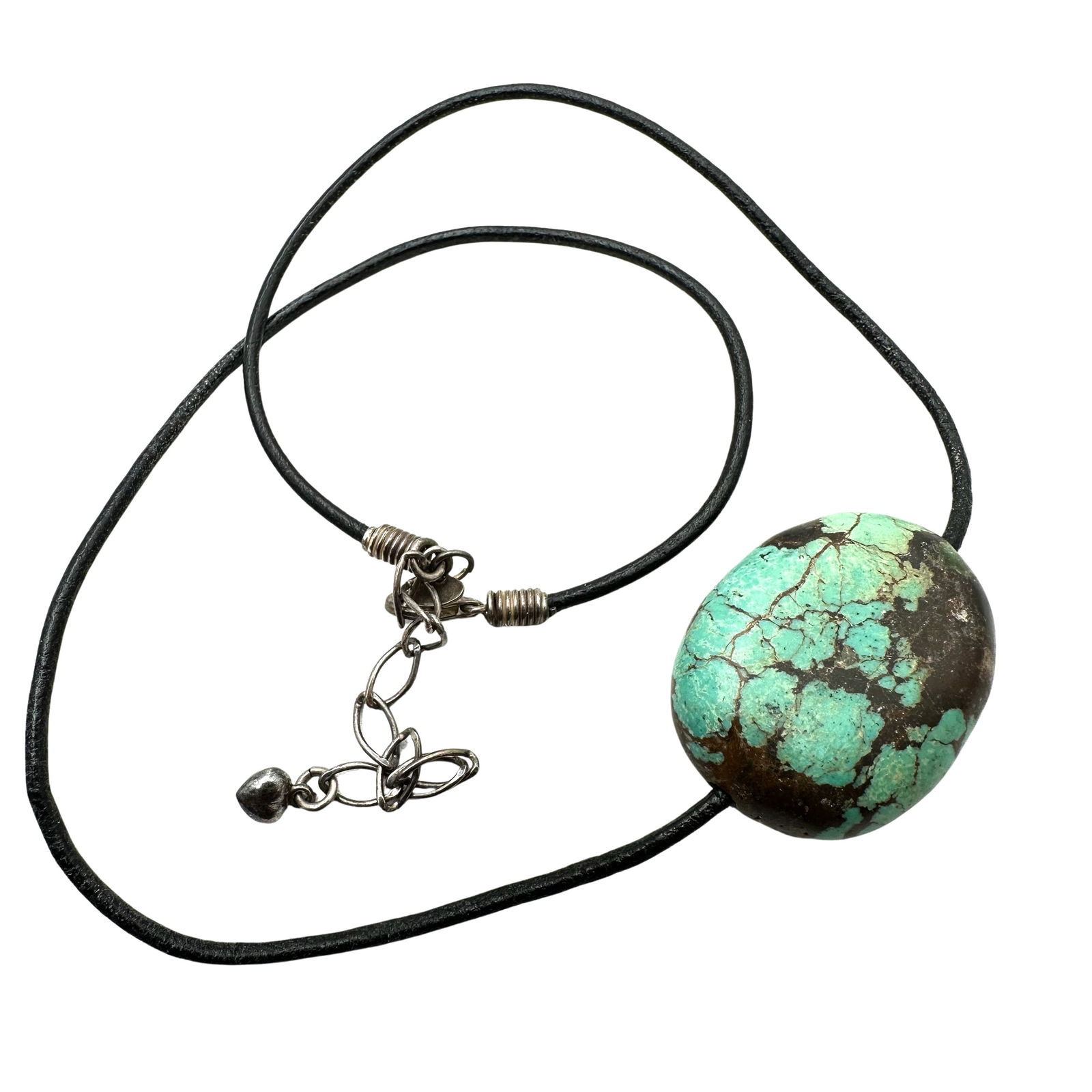 Jay King Mine Finds Turquoise Pendant Black Leather Sterling Silver Necklace 16 to 18 Inch: Jay King Mine Finds Turquoise Pendant Black Leather Sterling Silver Necklace 16 to 18 Inch