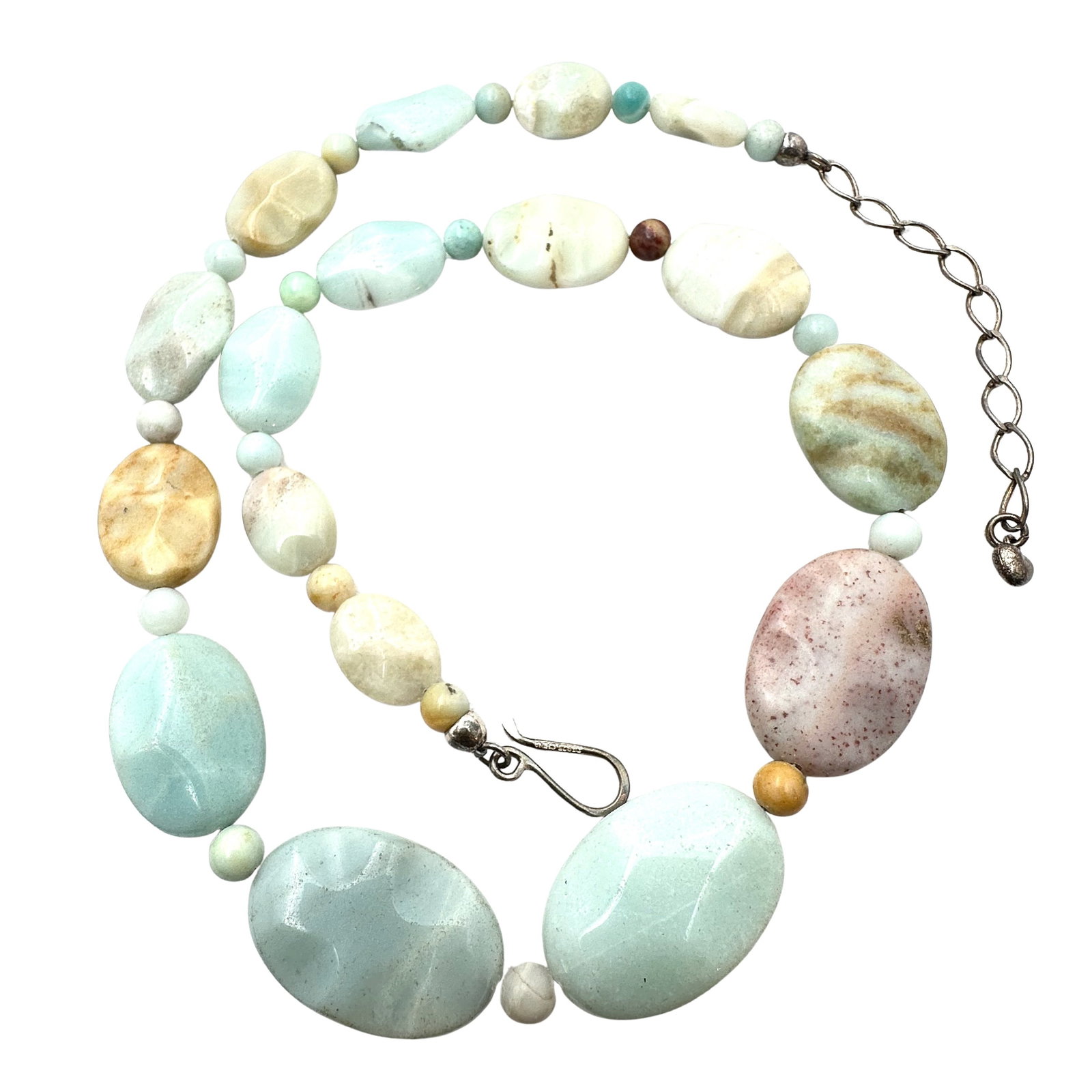Jay King Mine Finds Light Green Gemstone Bead Sterling Silver Necklace 16 to 18 Inch: Jay King Mine Finds Light Green Gemstone Bead Sterling Silver Necklace 16 to 18 Inch