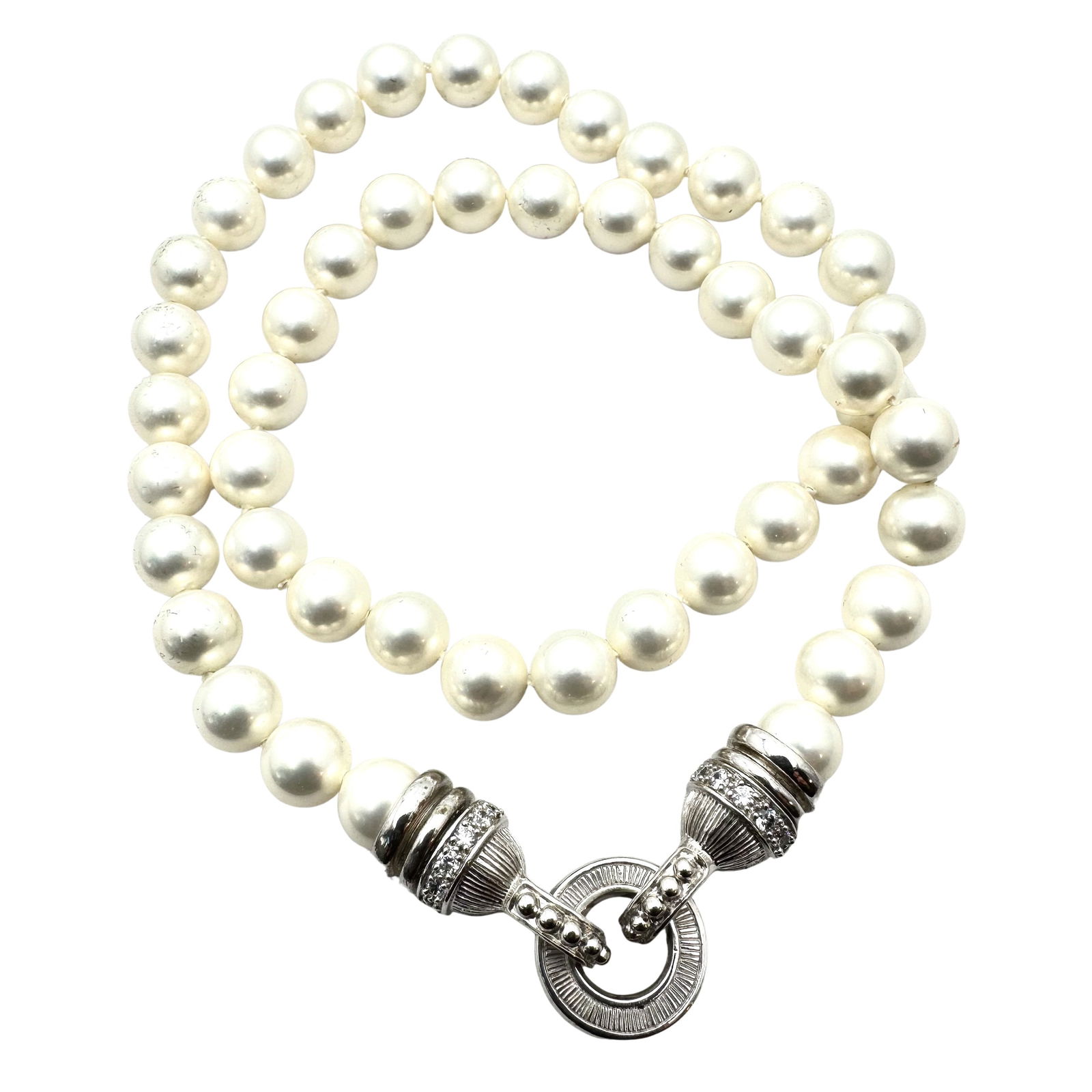 Judith Ripka Pearl Sterling Silver Magnetic Necklace Ready for Pendant 17 Inch: Judith Ripka Pearl Sterling Silver Magnetic Necklace Ready for Pendant 17 Inch