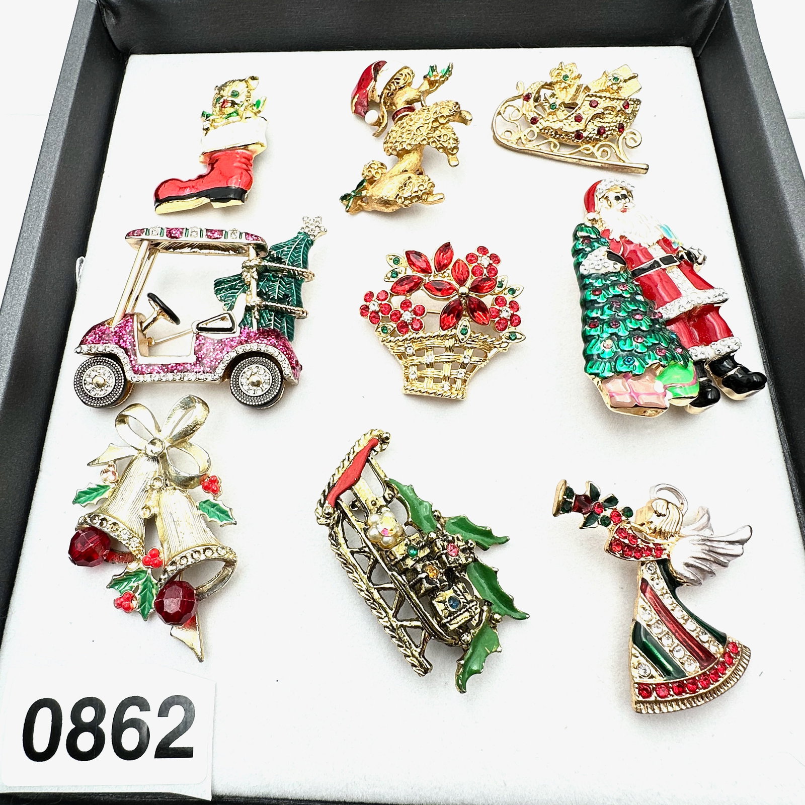 Vintage Jewelry Group Christmas Holiday Brooches Pins Angel Santa Stocking Bells: Vintage Jewelry Group Christmas Holiday Brooches Pins Angel Santa Stocking Bells