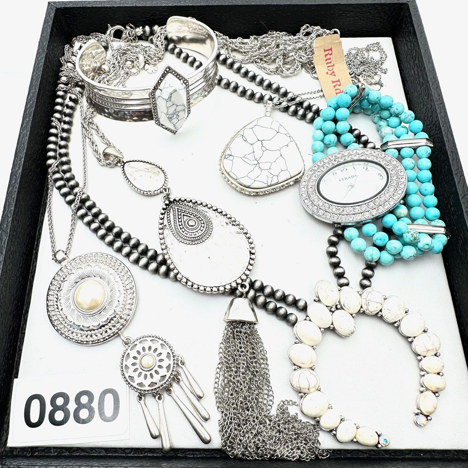 Costume Jewelry Group  Southwest Style Turquoise Silver Tone Watch Faux Naja Necklace Cuff Bracelet (1 of 2)