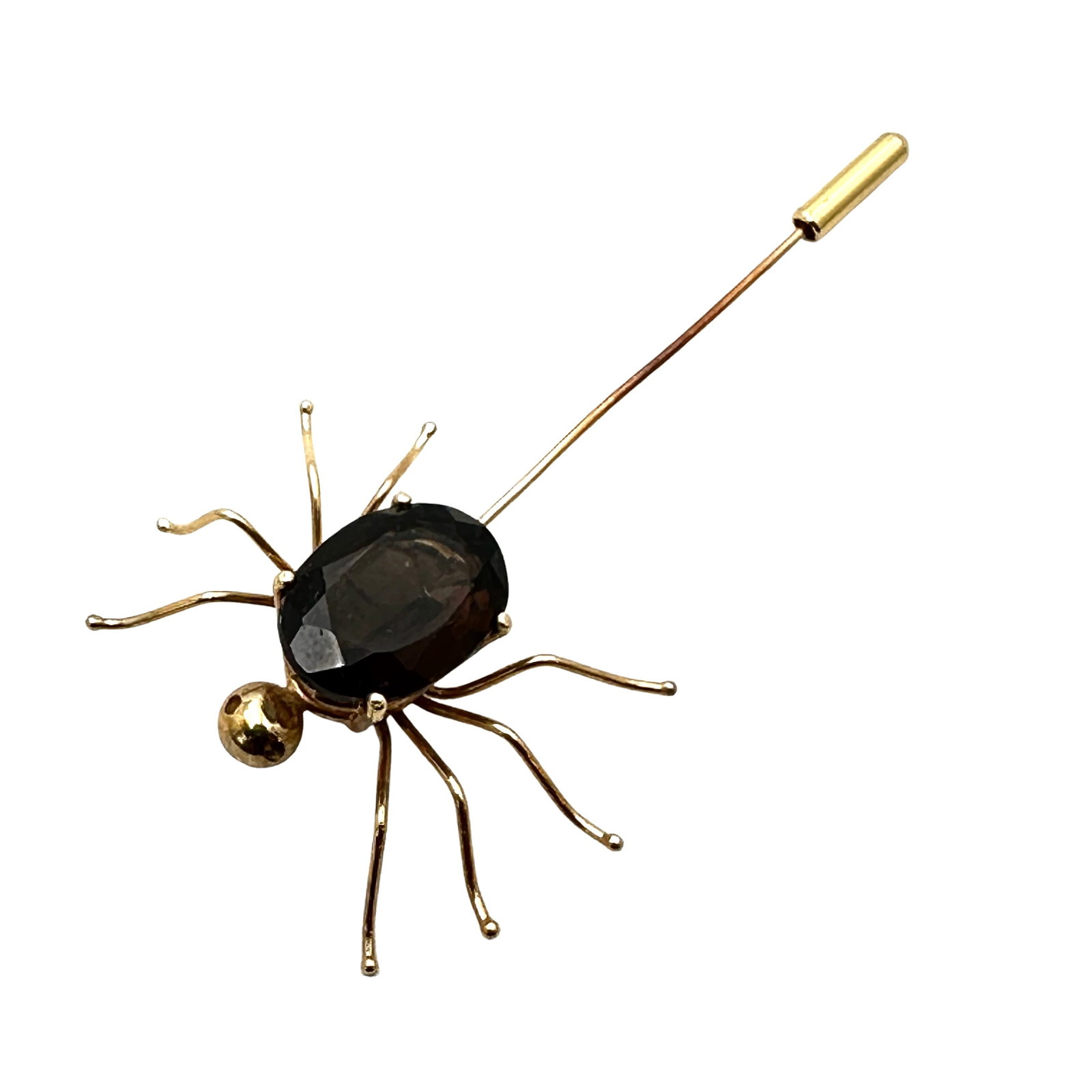 Vintage Gemstone Gold Plated Spider Stick Pin Brooch 2.5 Inch Length: Vintage Gemstone Gold Plated Spider Stick Pin Brooch 2.5 Inch Length
