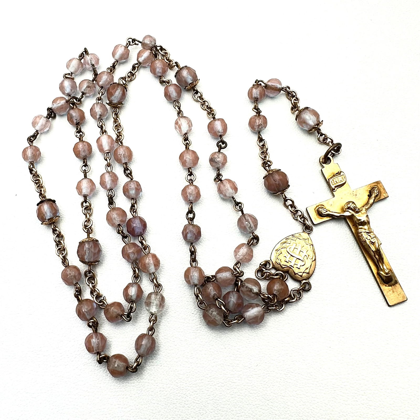 Antique Saphiret Rosary Gold Tone Rare Saphiret Glass Beads Vintage (1 of 2)