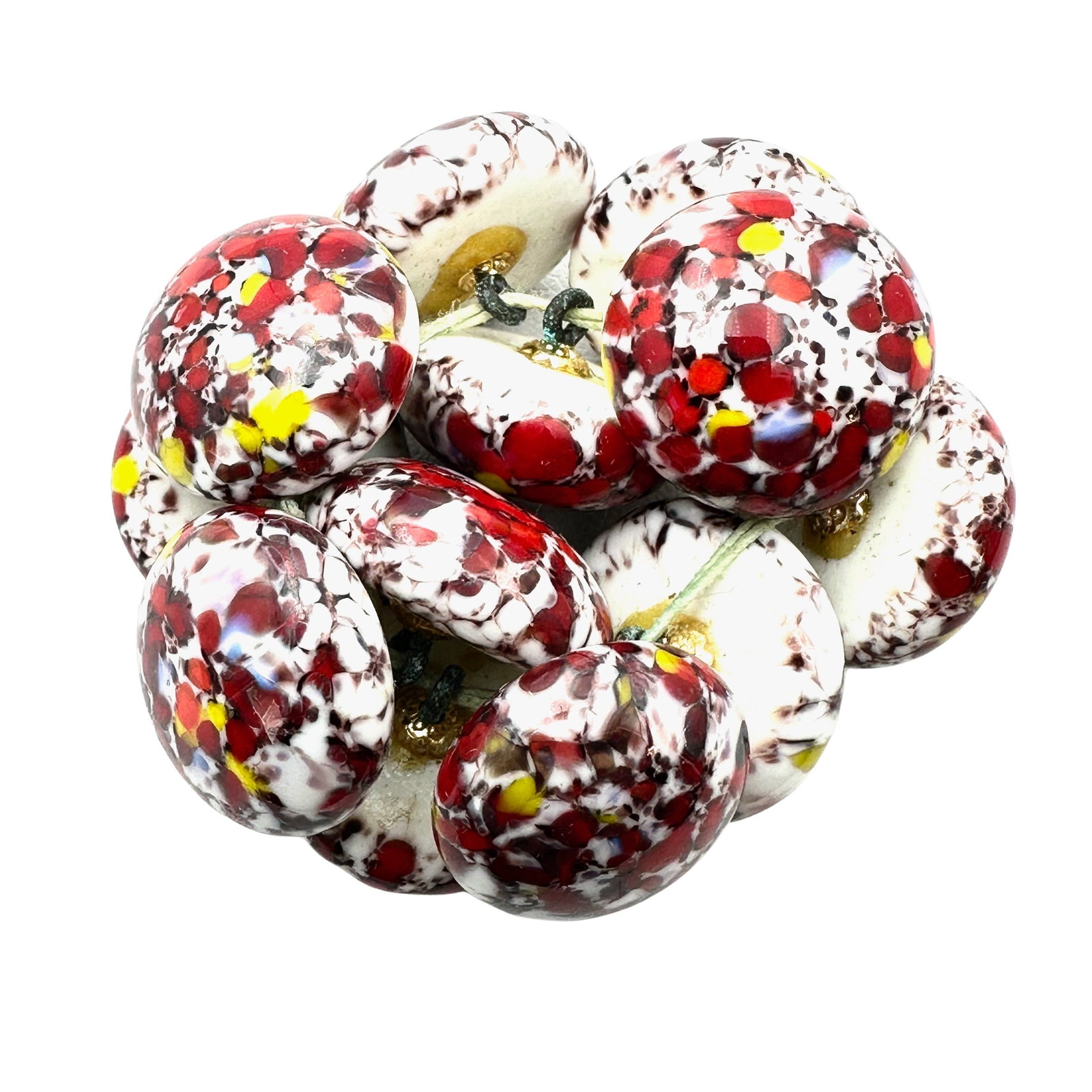 Antique Vintage Group of Red Yellow Specked Italian Glass Buttons: Antique Vintage Group of Red Yellow Specked Italian Glass Buttons