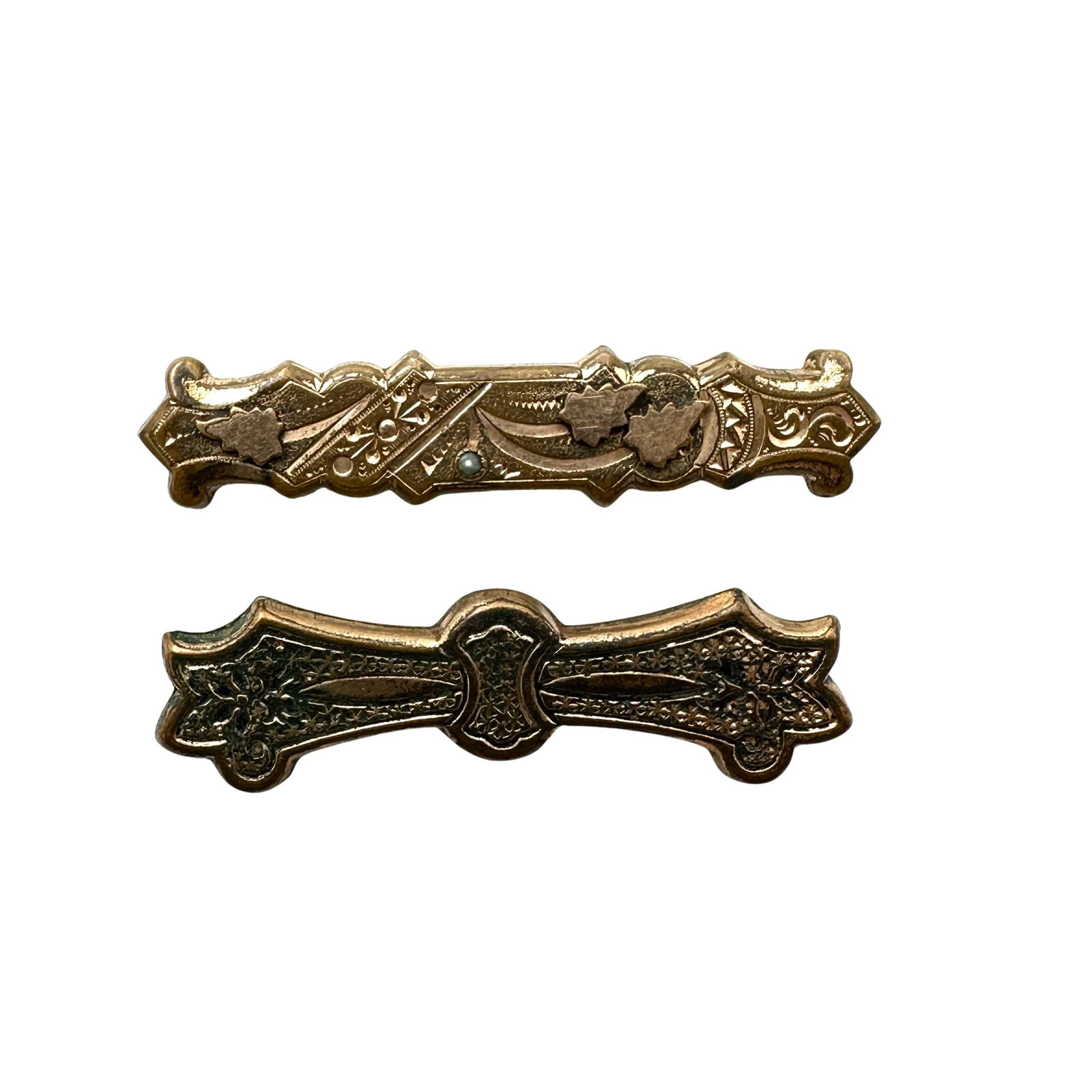 Antique Victorian Lot of Two Gold Filled Bar Brooches Pins (1 of 2)