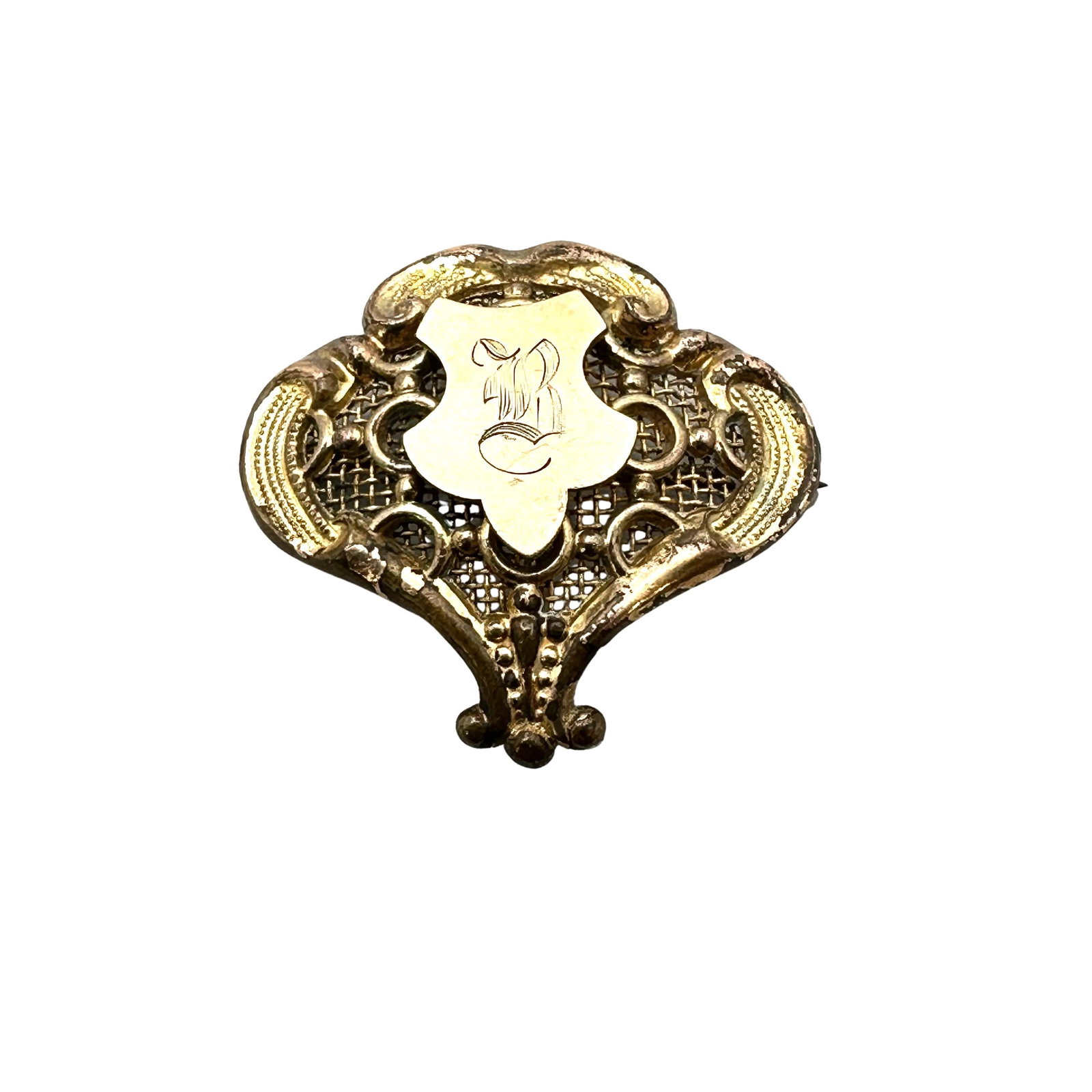 Antique Victorian Gold Filled Pocket Watch Pin 1 Inch Initial B: Antique Victorian Gold Filled Pocket Watch Pin 1 Inch Initial B