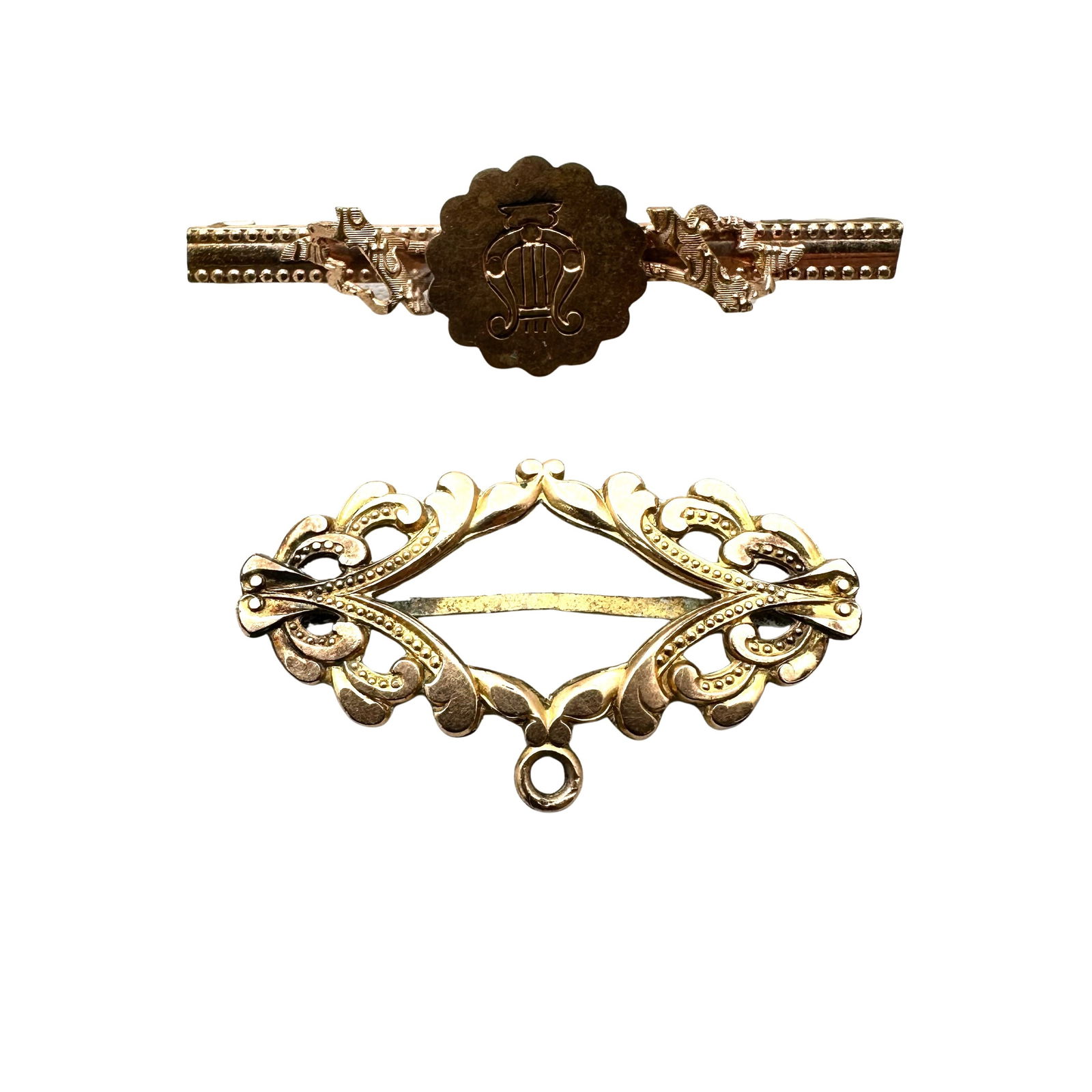 Antique Victorian Lot of Two Gold Filled Brooches Pins (1 of 2)