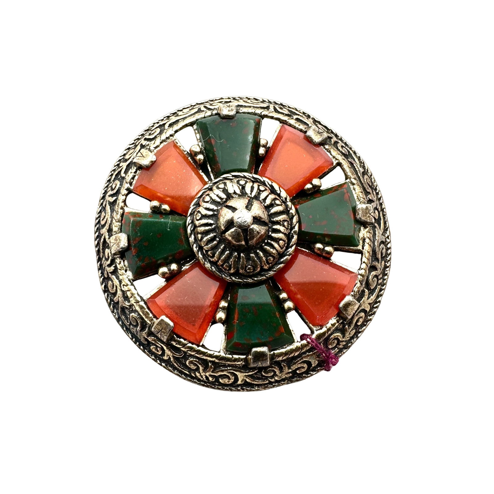 Vintage Celtic Irish Carnelian & Blood Stone Gold Tone Pendant Pin Brooch 2 Inch: Vintage Celtic Irish Carnelian & Blood Stone Gold Tone Pendant Pin Brooch 2 Inch