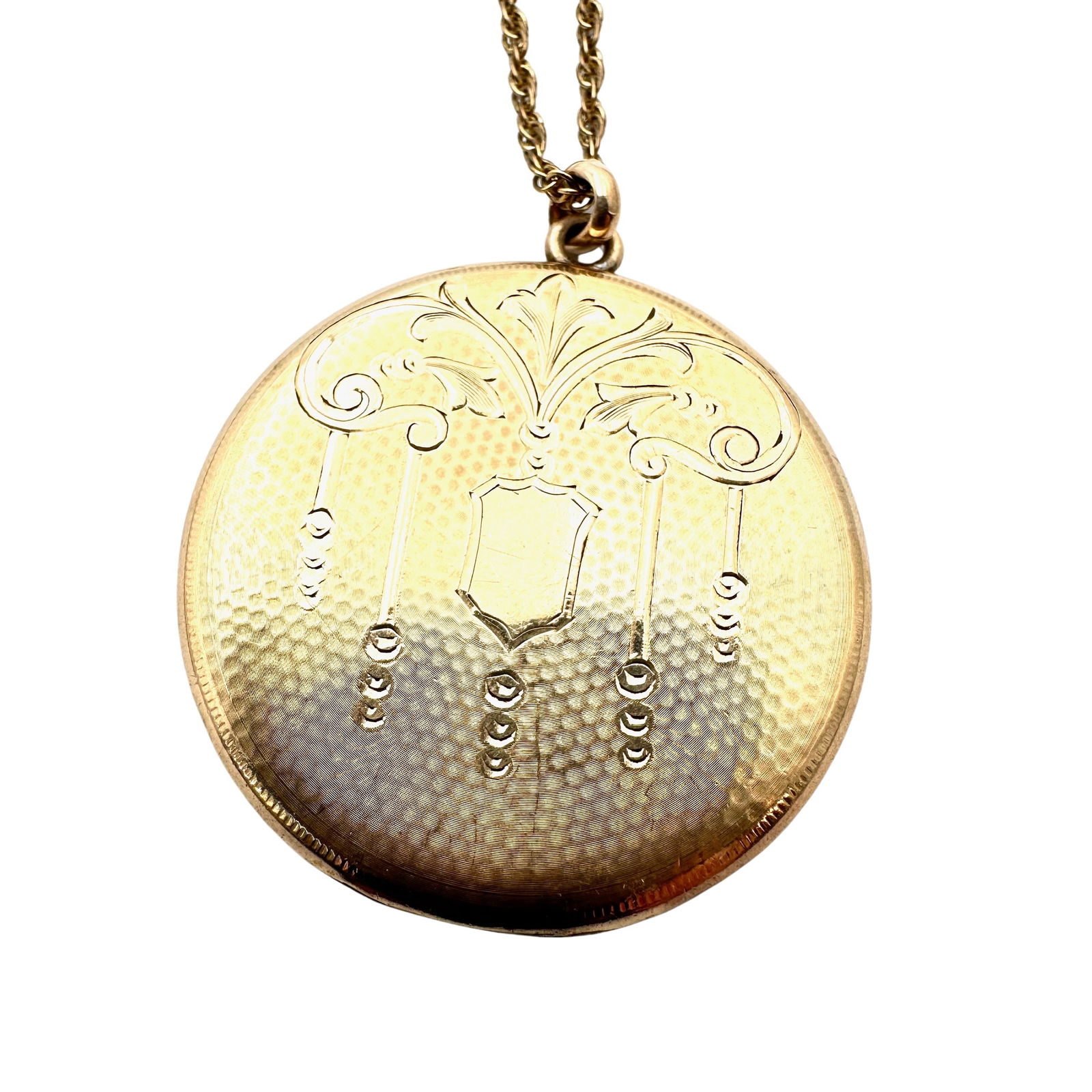 Antique Victorian Gold Filled Large Round Picture Locket 24 Inch Chain 1.5 Inch Locket (1 of 3)