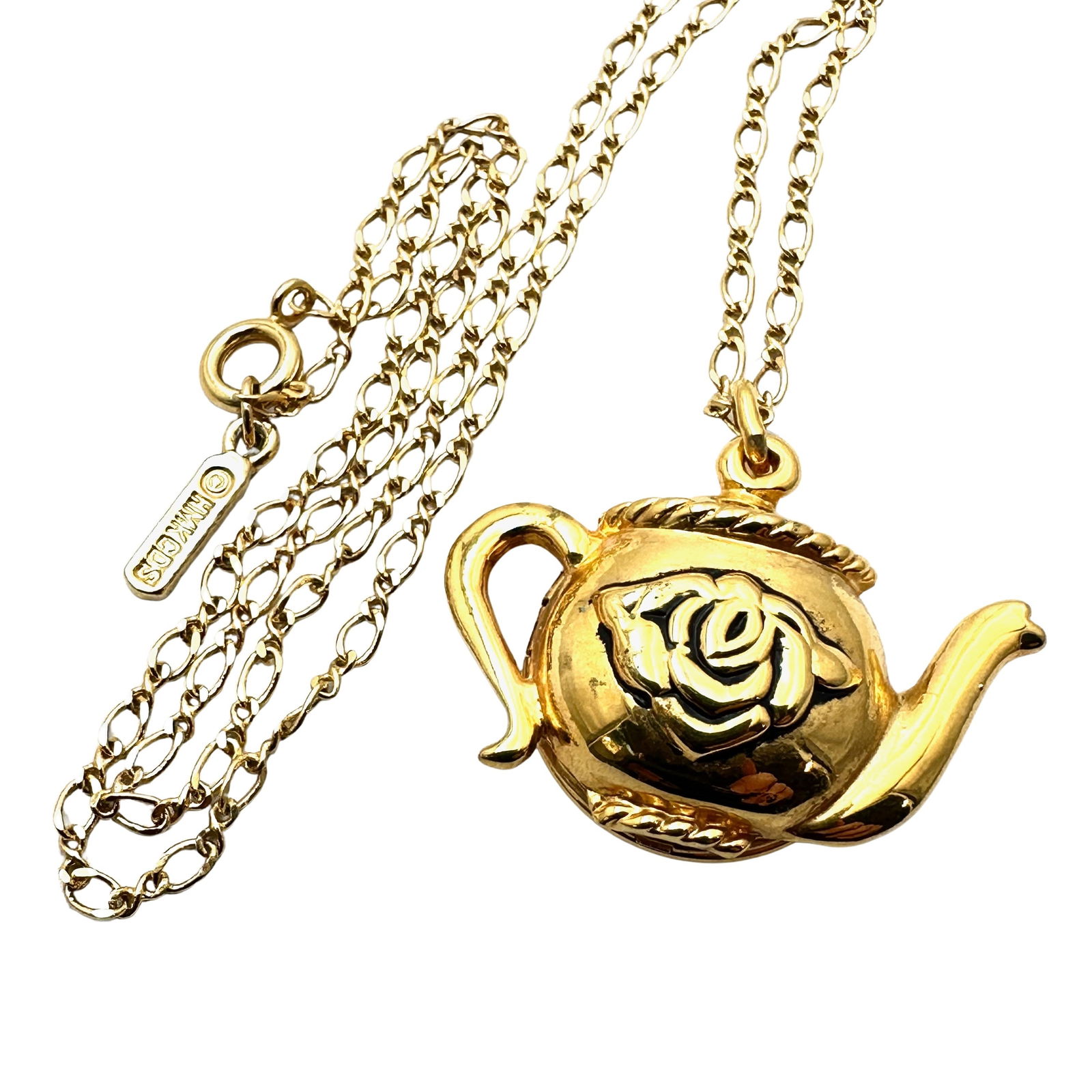 Vintage Teapot Picture Locket Pendant Gold Tone Necklace 18 Inch Chain: Vintage Teapot Picture Locket Pendant Gold Tone Necklace 18 Inch Chain